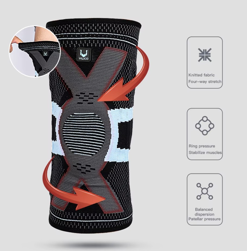 Shock-absorbing Silicone Knee pad Spring Knit Breathable Non-slip Meniscus Brace