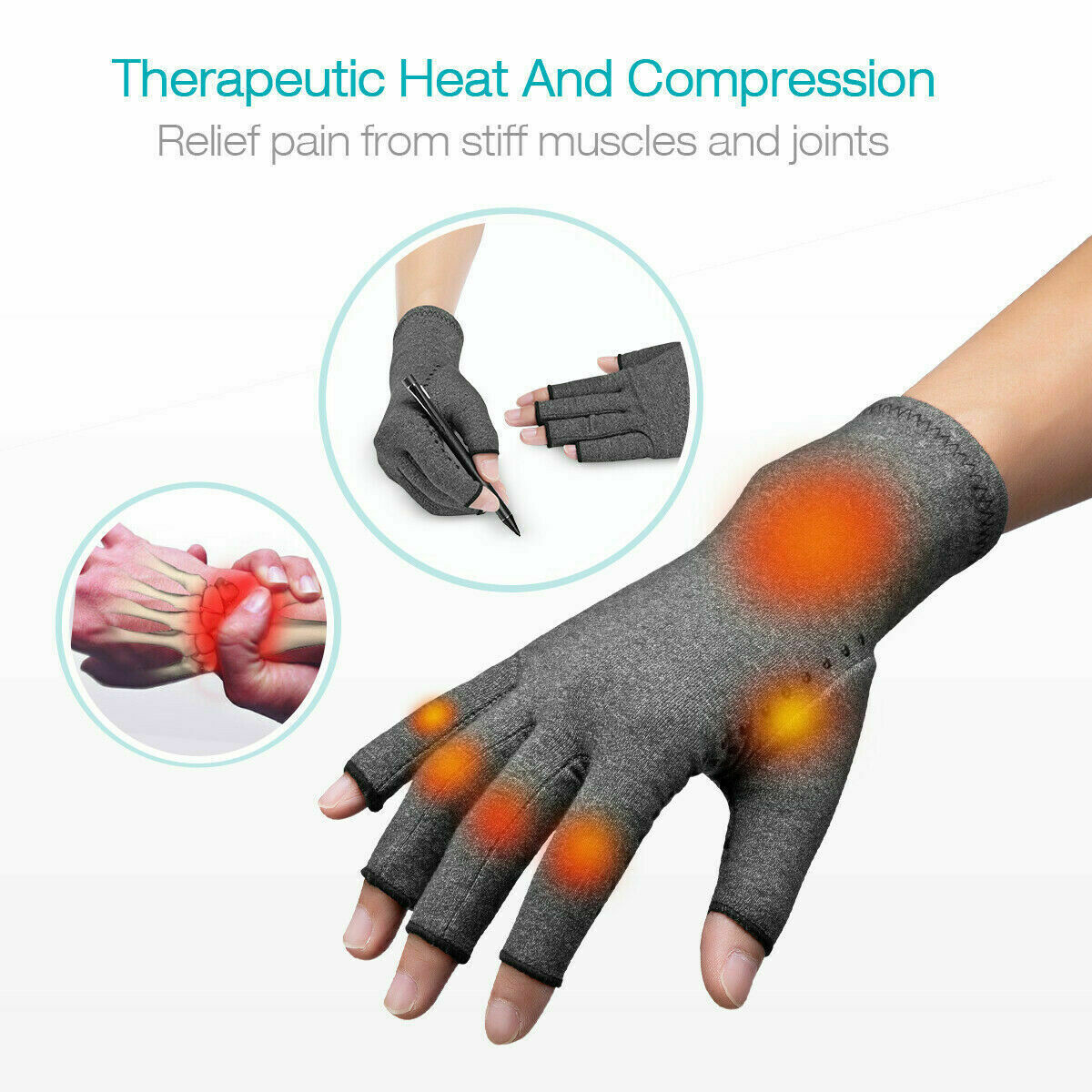 2Pair Copper Arthritis Compression Gloves Medical Pain Relief Hand Support Brace