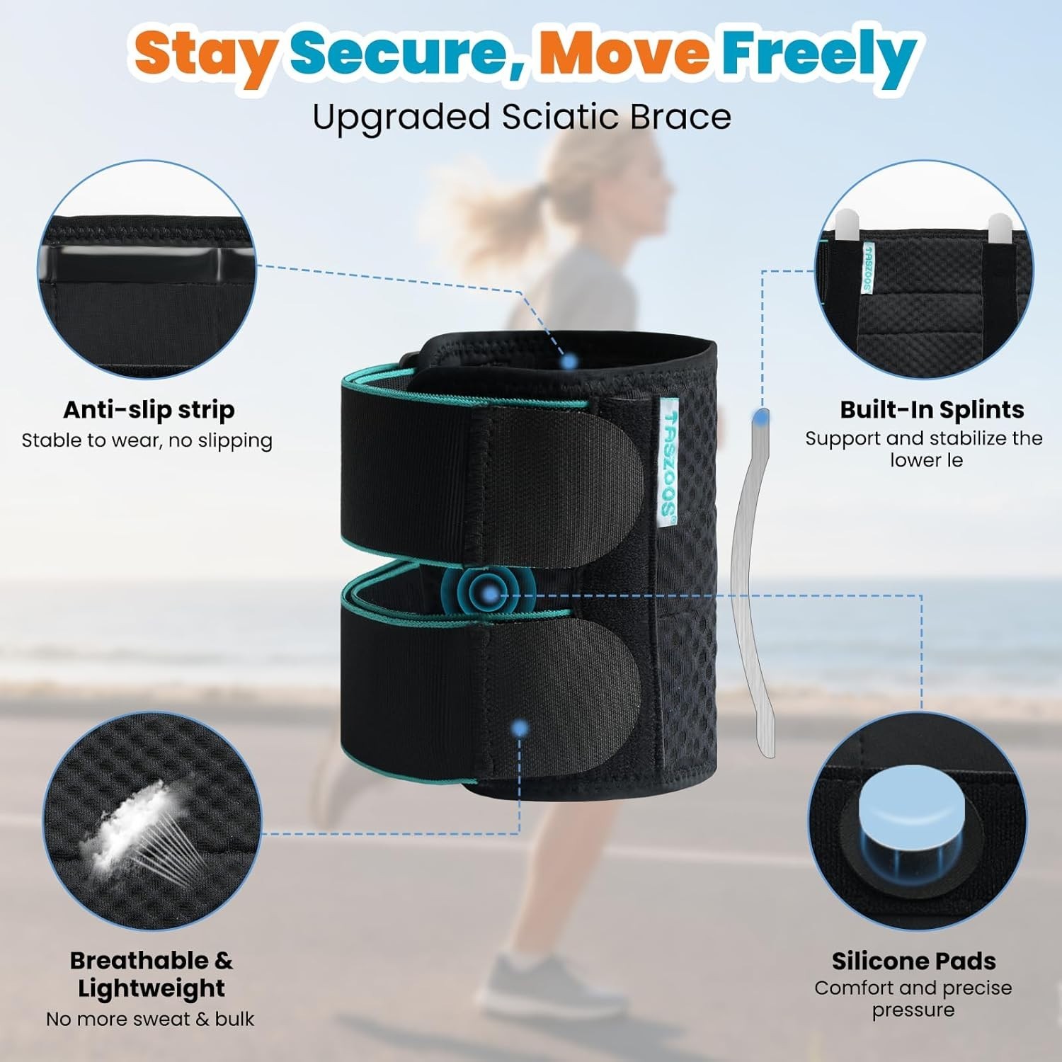 Sciatica Pain Relief Devices Sciatic Nerve Brace with Dual Adjustable Pressu…