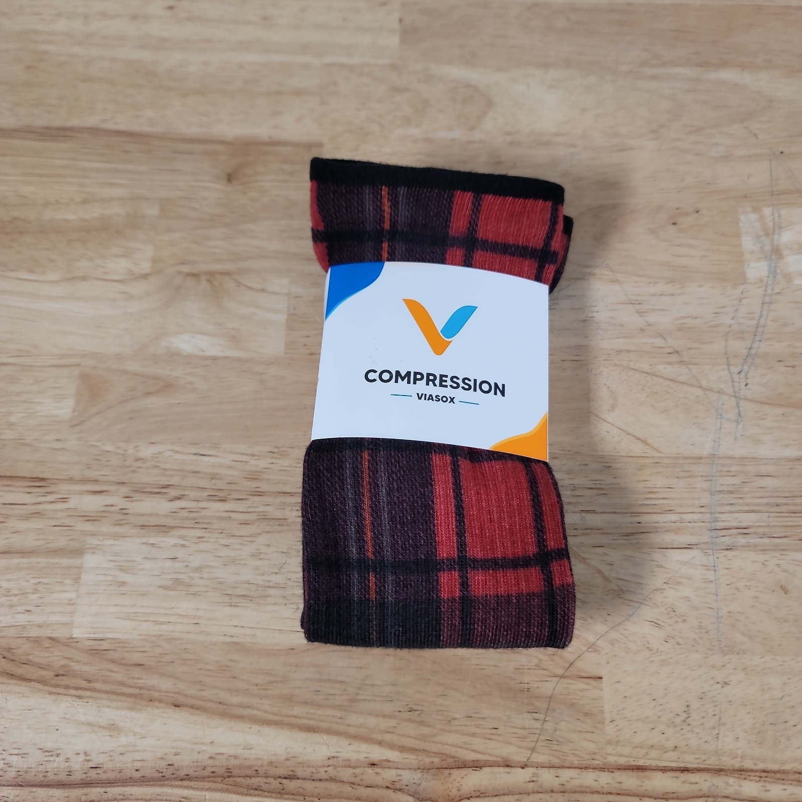 Viasox Compression Unisex Sz S/M Womens 5-9 Mens 6-8 Christmas Plaid Socks