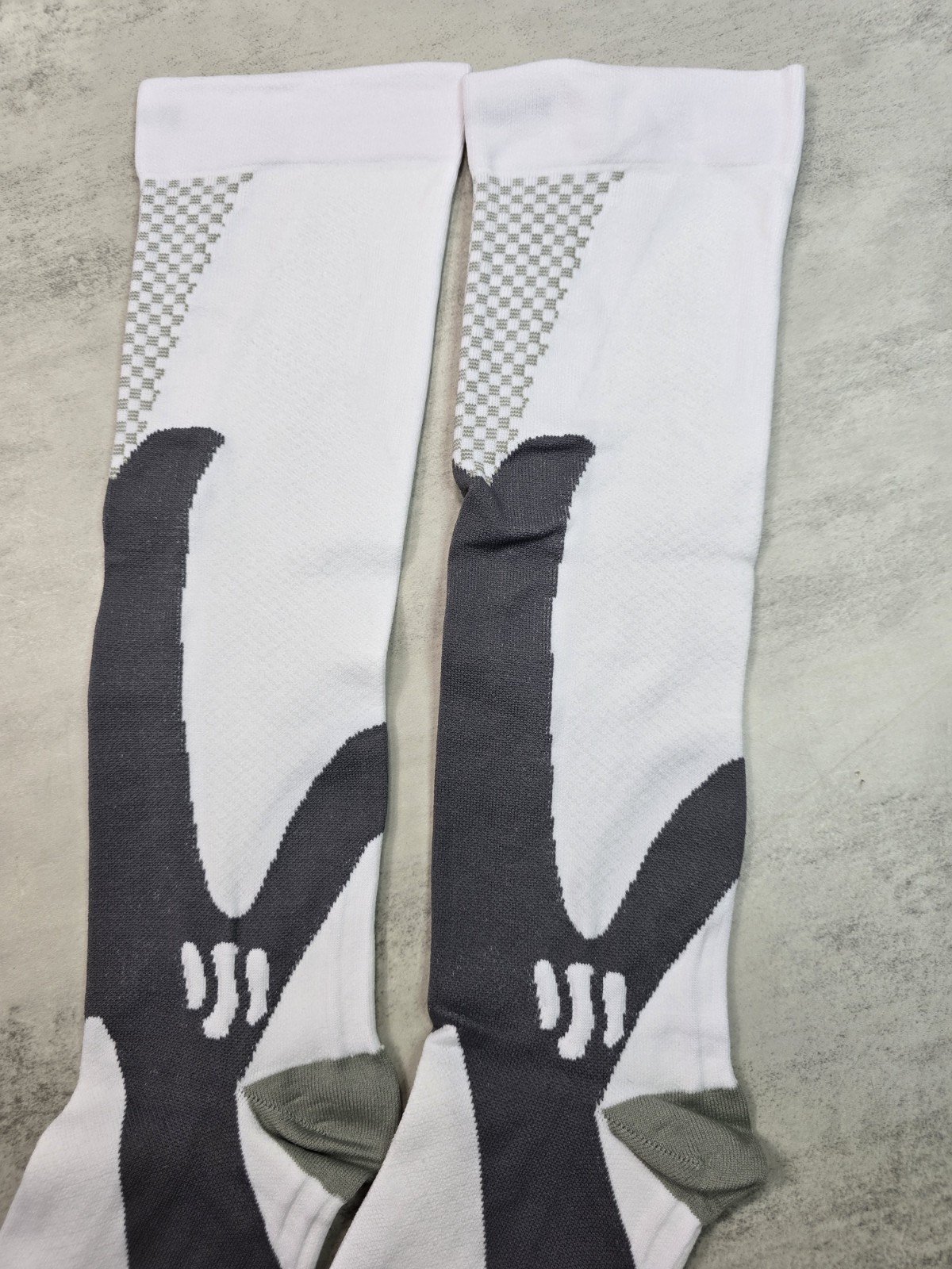Compression Socks Unisex White Gray Knee High Medical L XL NWOT Firm Thick