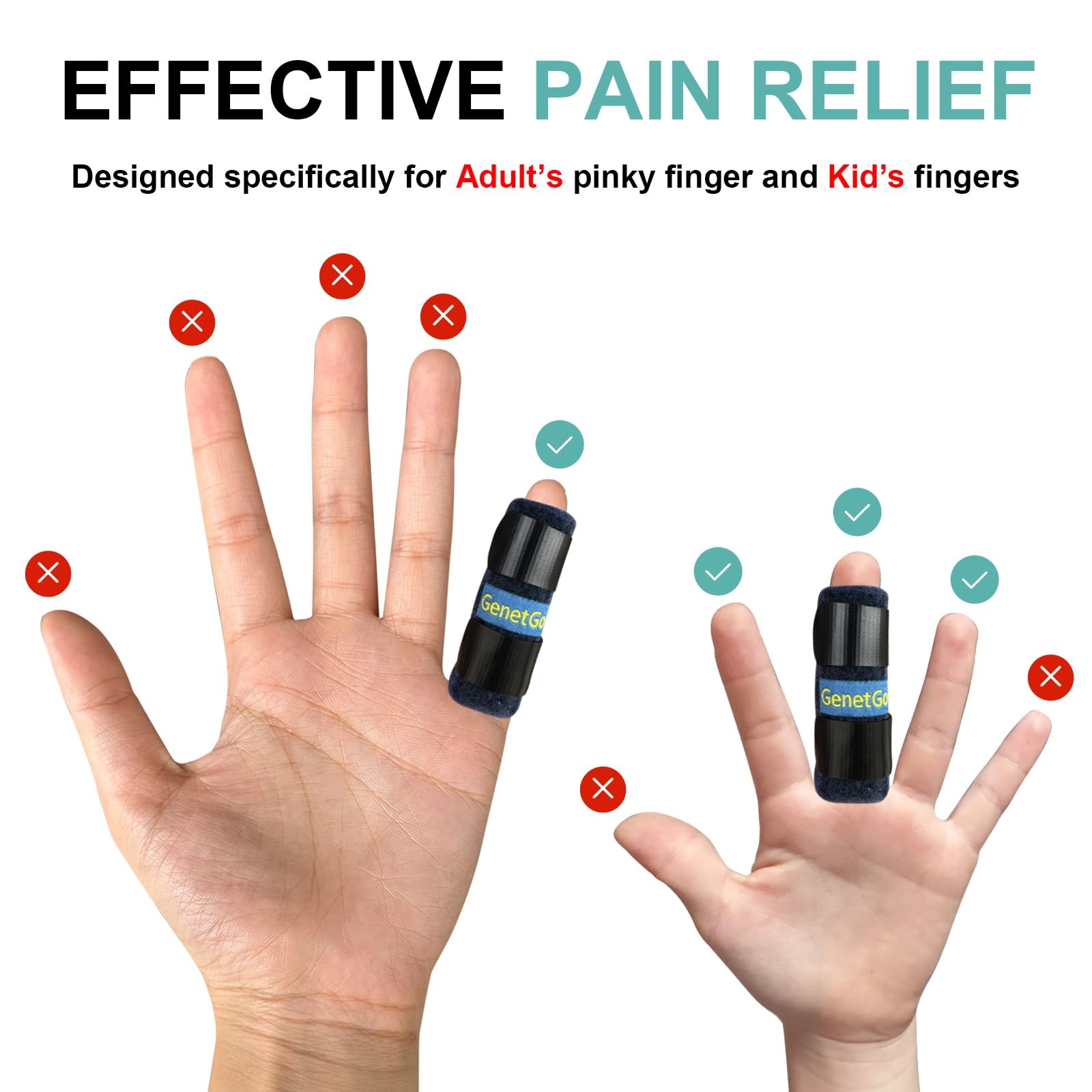 GenetGo Small Trigger Finger Splint – 2 Pack Pinkie (Pack of 2), Blue