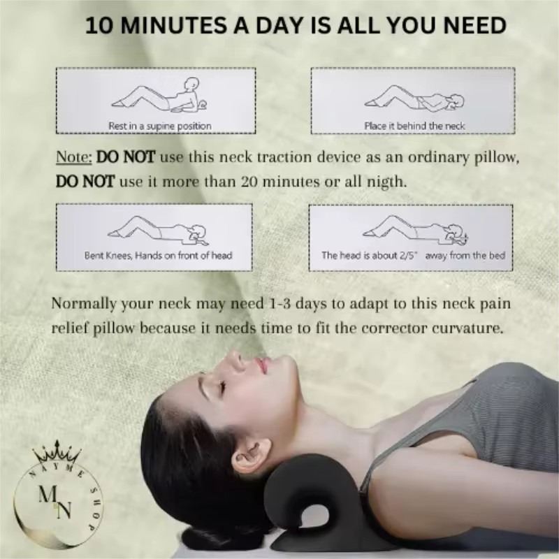 Neck and Shoulder Relaxer Cervical Traction Chiropractic Pillow Pain Relief