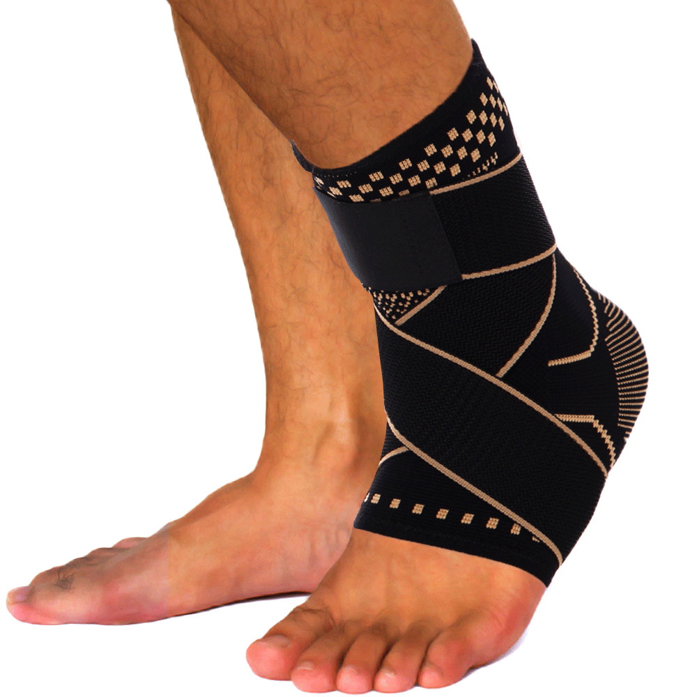 Copper Ankle Support Compression Sleeve Brace Foot Pain Relief Plantar Fasciitis