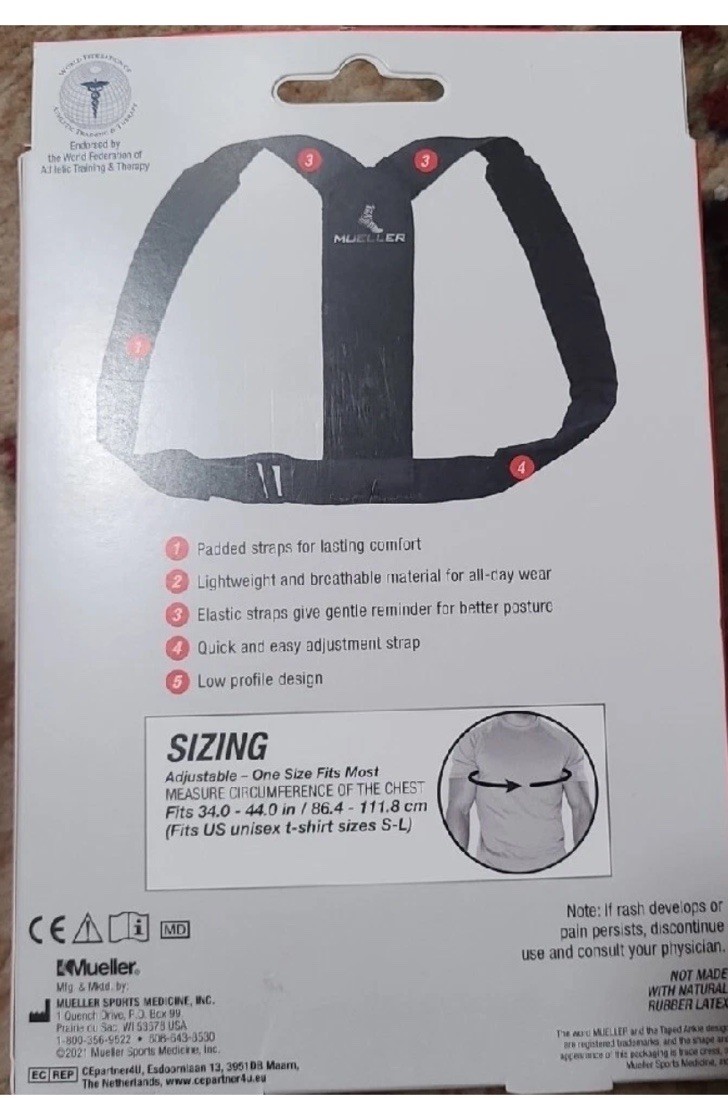 Mueller Sports Medicine Adjustable Posture Support Level Minimum OSFM New