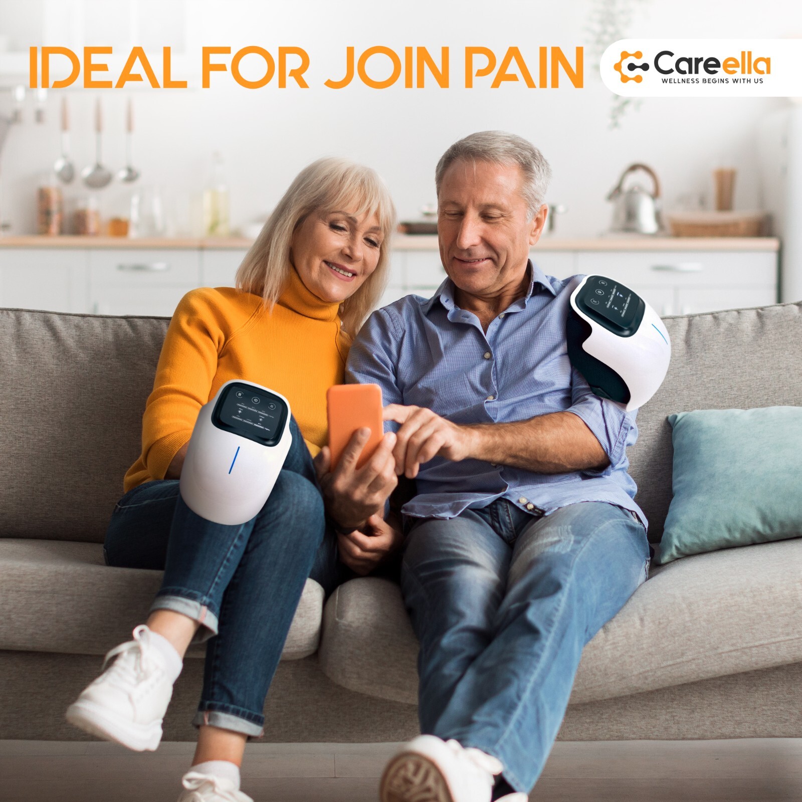 Careella Wireless Knee Massager with Heat and Red Light – Knee Heating Pad
