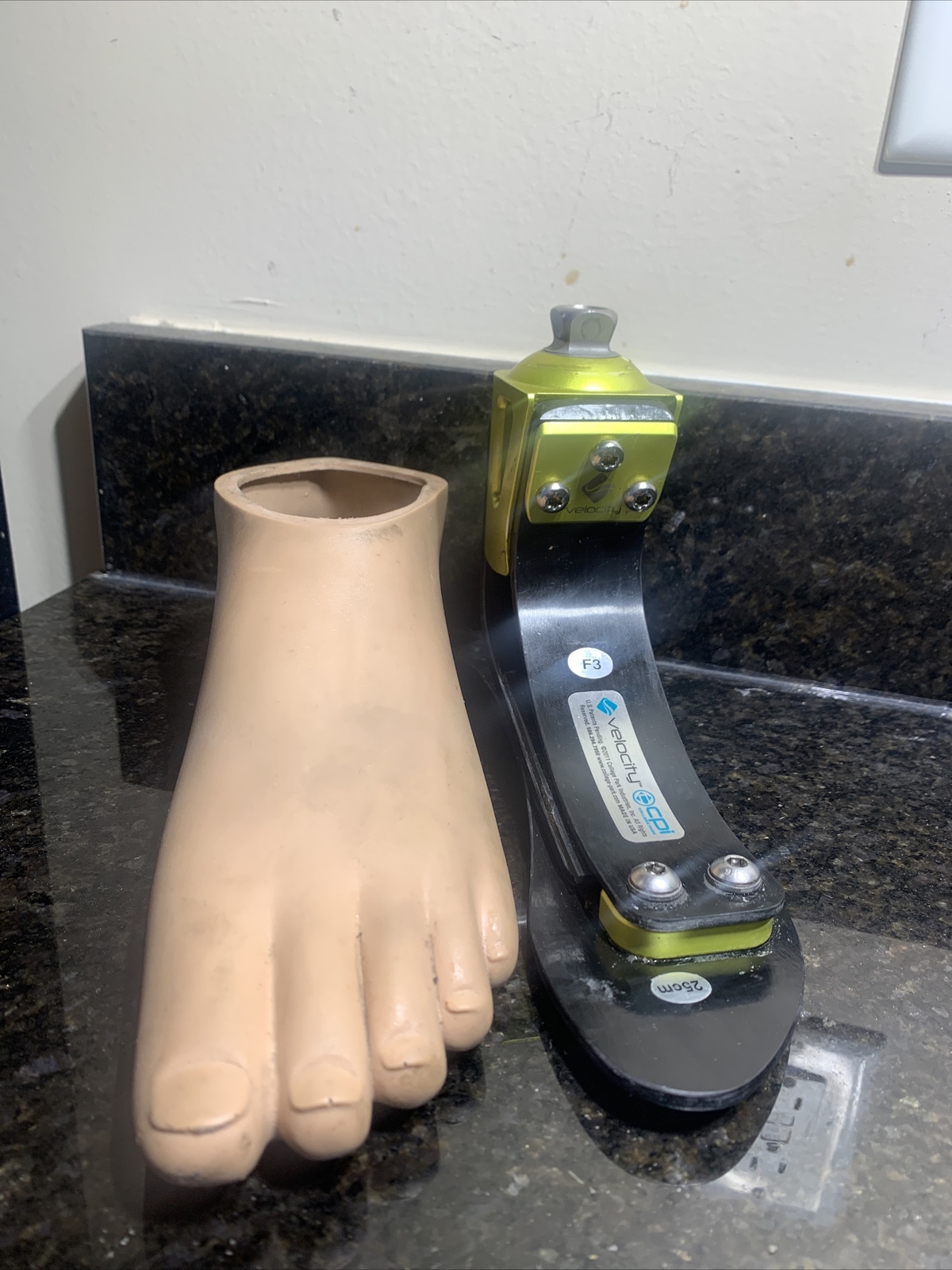 college park velocity prosthetic foot. size 25 category F3