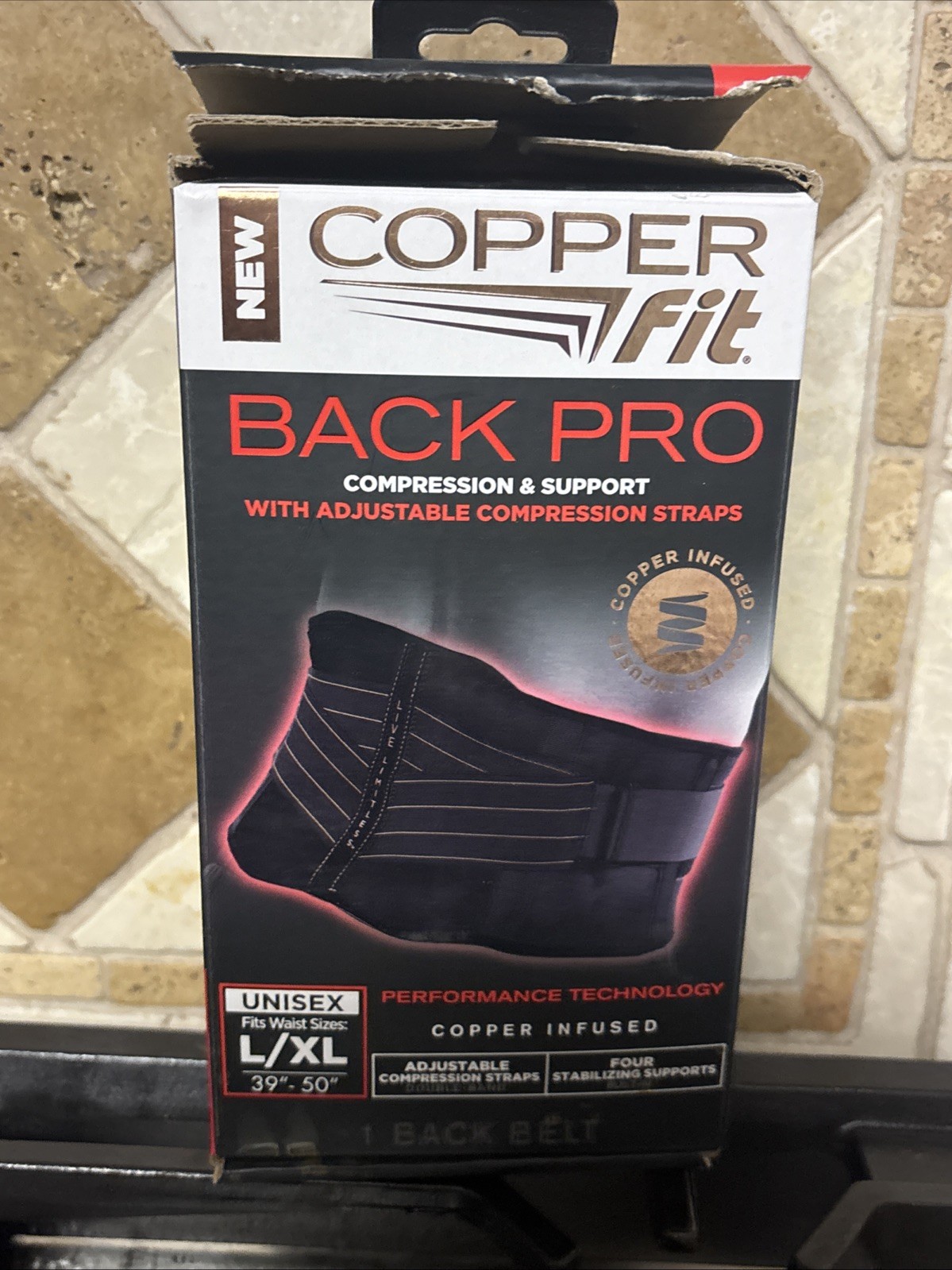 Copper Fit Black Back Pro Compression & Support With Adjustable Straps L / XL