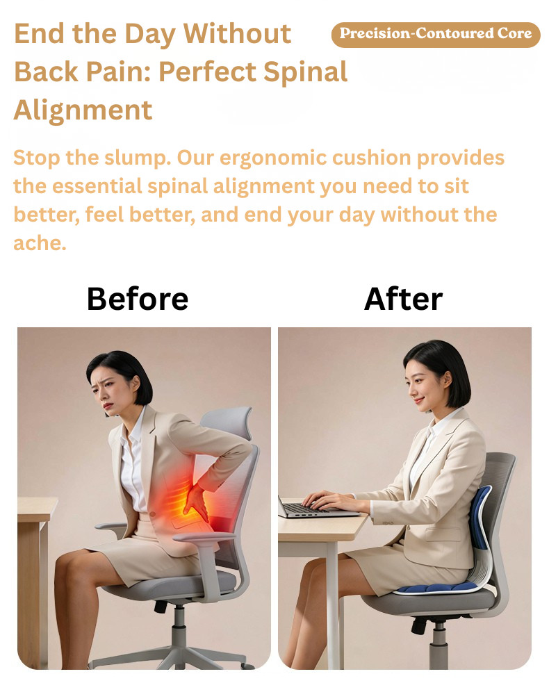 Blue Ergonomic Lumbar Support | Back Support with 6-Region Pressure Reliever