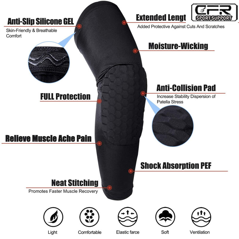 Compression Long Sleeve Support Leg Knee Pad Brace Guard Men Women Sport Pain