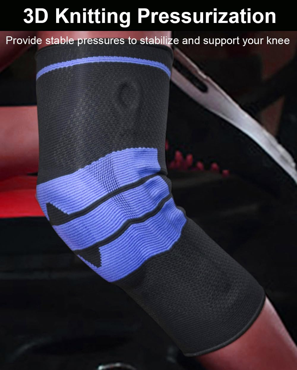 Knee Sleeves Compression Brace with Stabilizers for Pain Relief, Medium Black