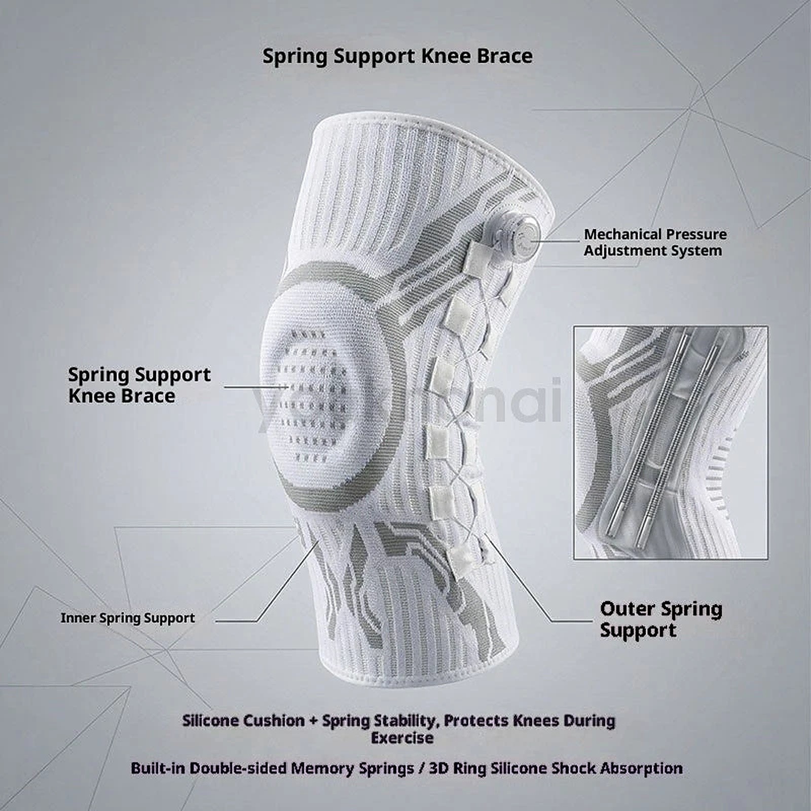 Smart Knob-Type Knee Brace Spring Support Patella Stabilizer Compression Sleeves