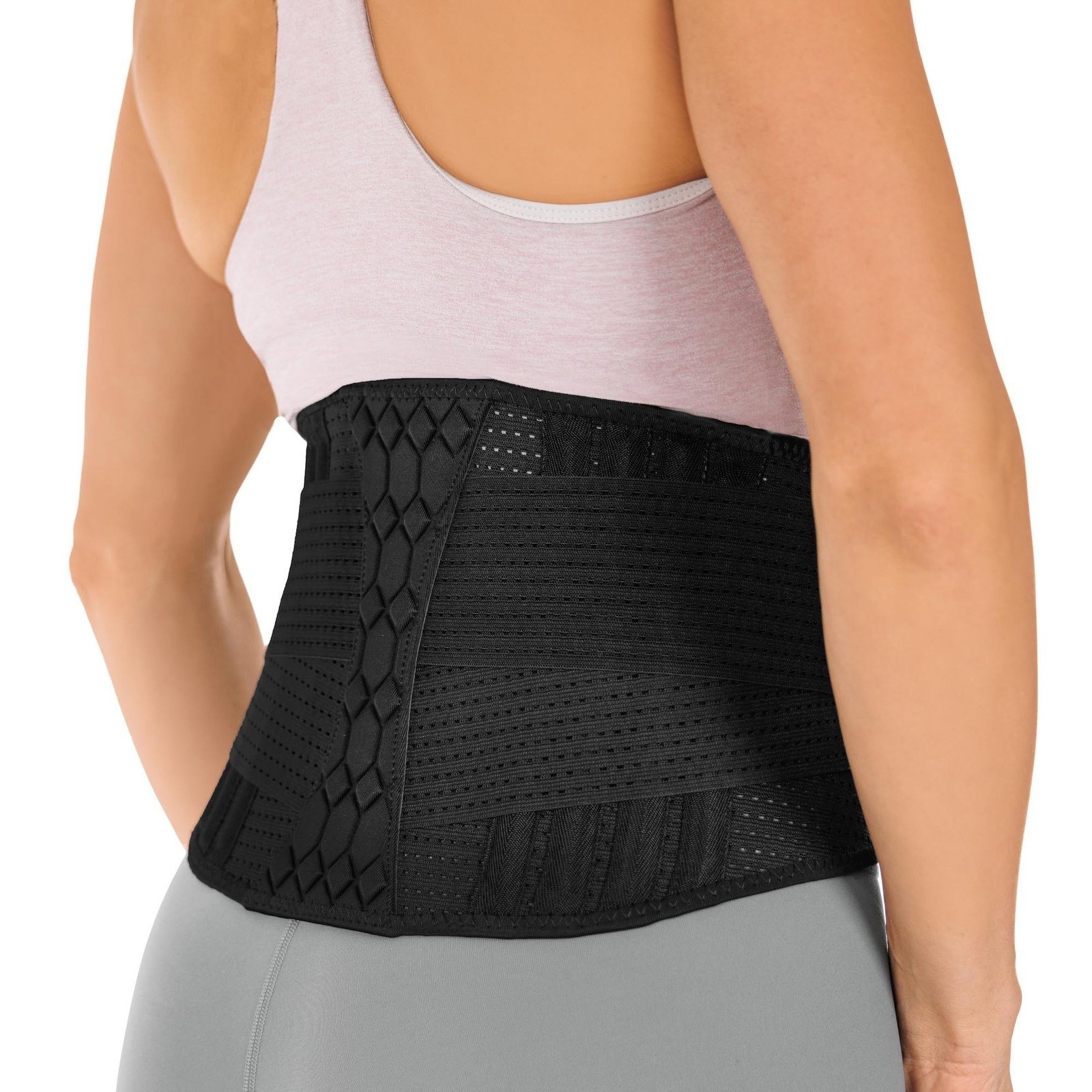 BraceAbility Lumbar Brace for Men and Women – Lower Back Support Large, Black