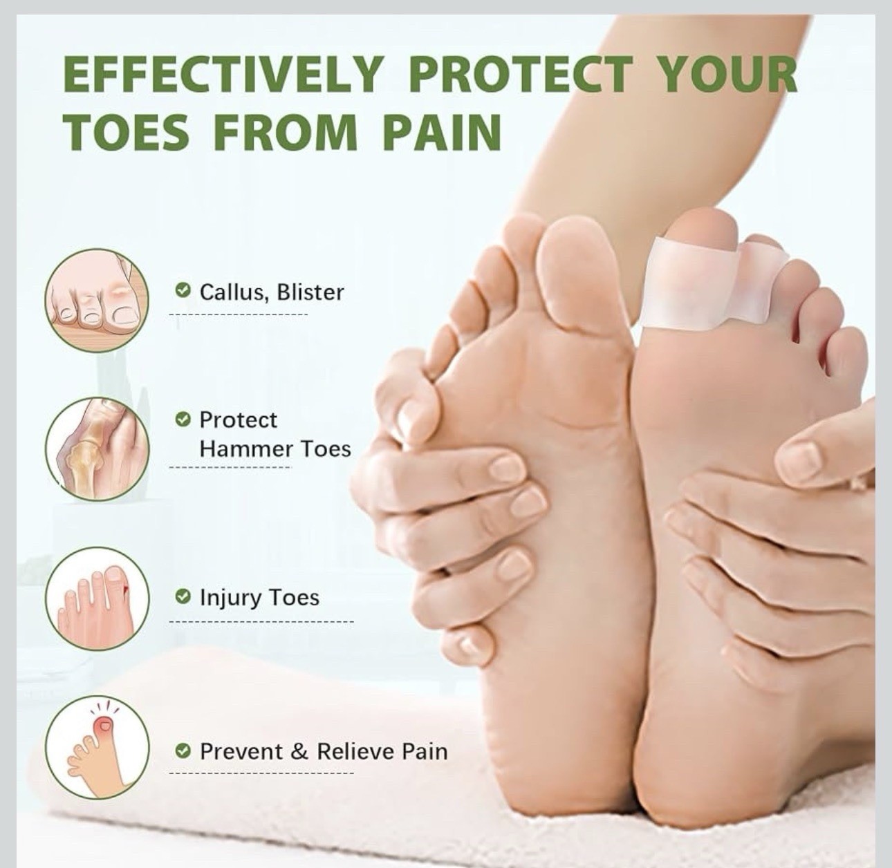 Bukihome Silicone Gel Toe Protector Caps L/M/Pinky Latex Free Washable Reusable