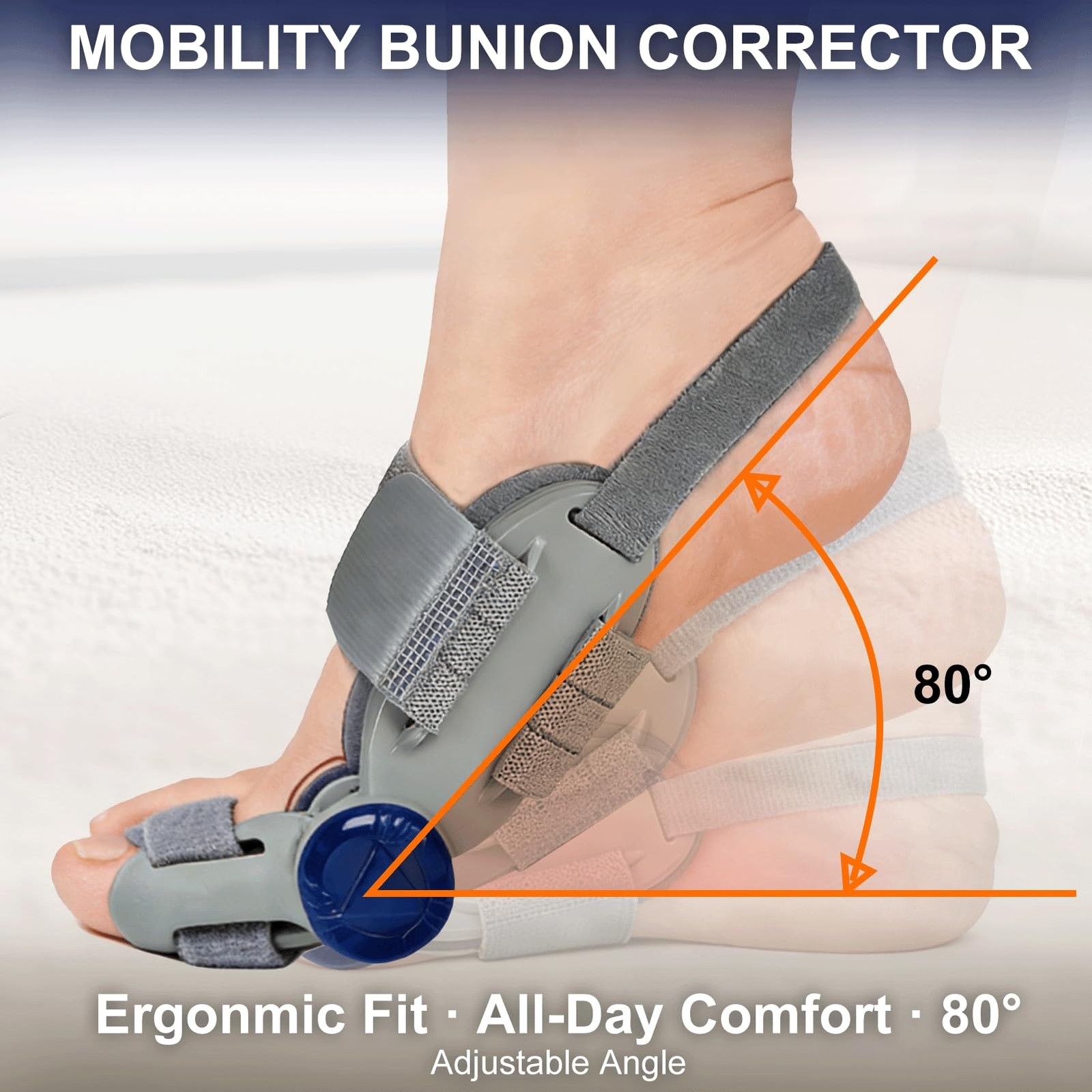 Gloserin JZJZQ Bunion Corrector Splint Adjustable Big Toe Straightener Gray