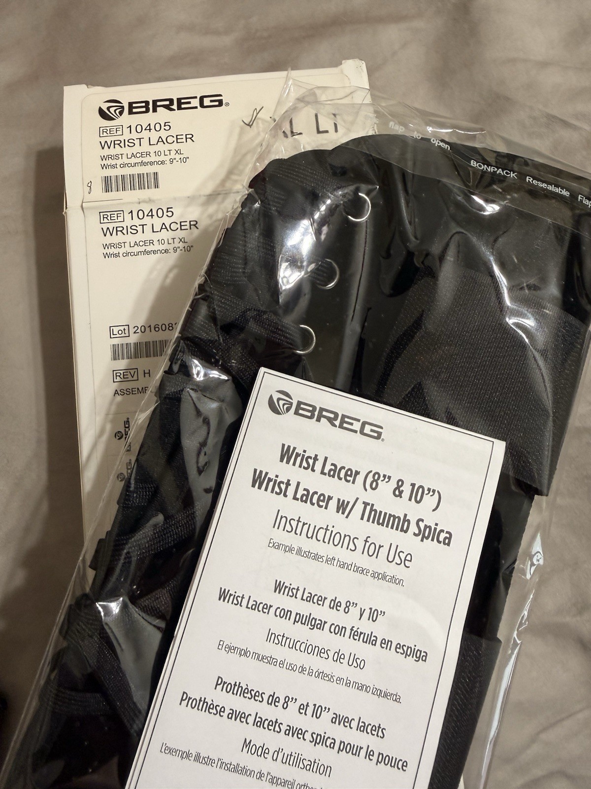 Breg Wrist Lacer W/Thumb Spica Left XL 10″ 10405