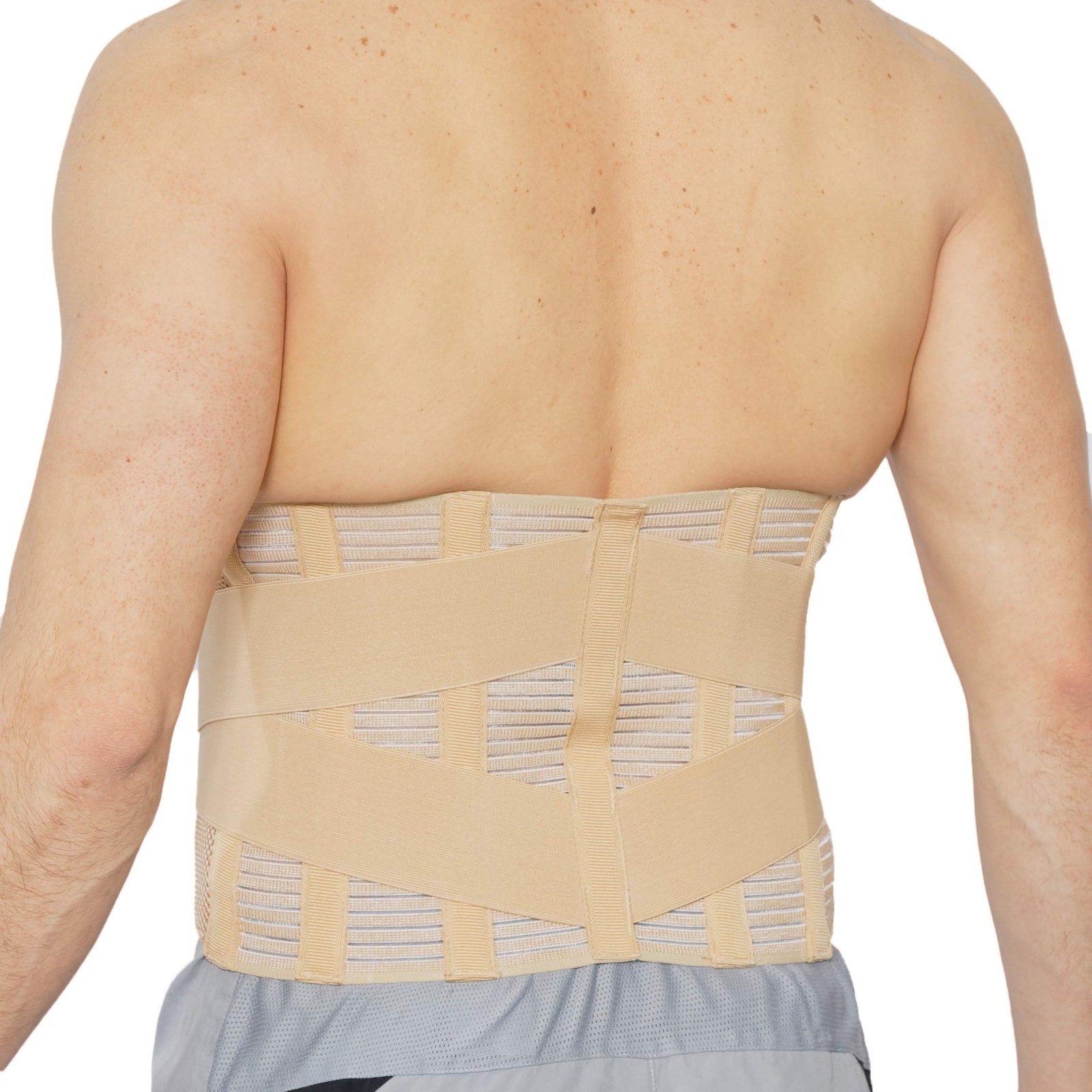 NeoTech Care Adjustable Compression Wide Back Brace Lumbar Support Belt (beige