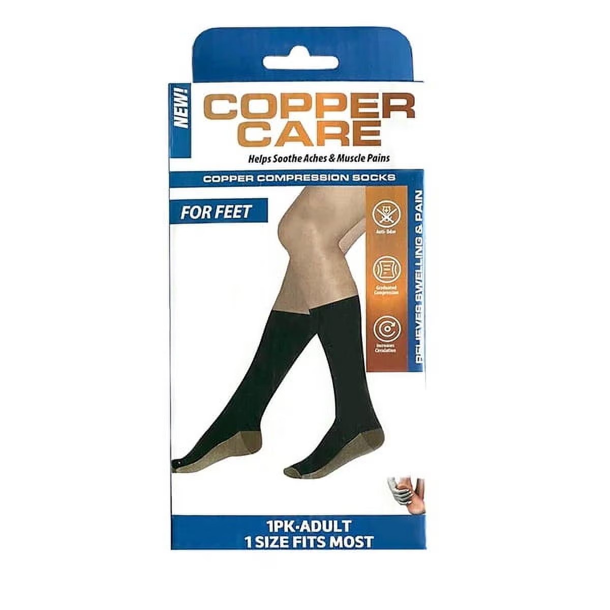 Copper Care Unisex Adult COMPRESSION SOCKS Soothes Aches & Pains Men Women