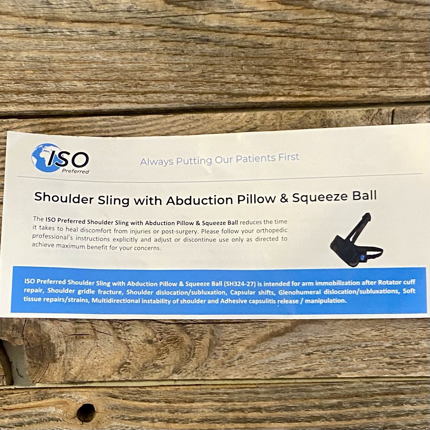 ISO Shoulder Sling with Abduction Ball and Squeeze Ball Size Medium
