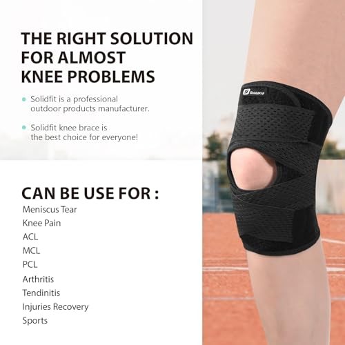 Knee Brace with Side Stabilizers for Meniscus Tear,Adjustable Knee Large Black