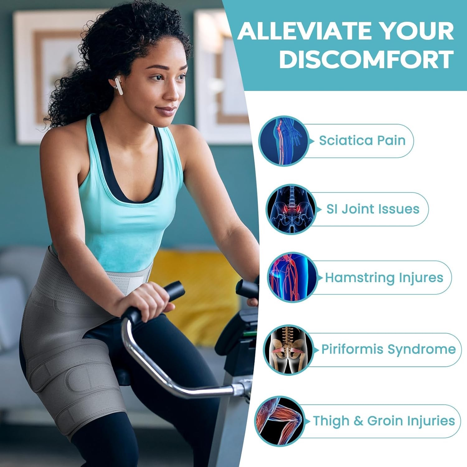 Hip Brace for Sciatica Pain Relief, Adjustable Compression for Men & Women