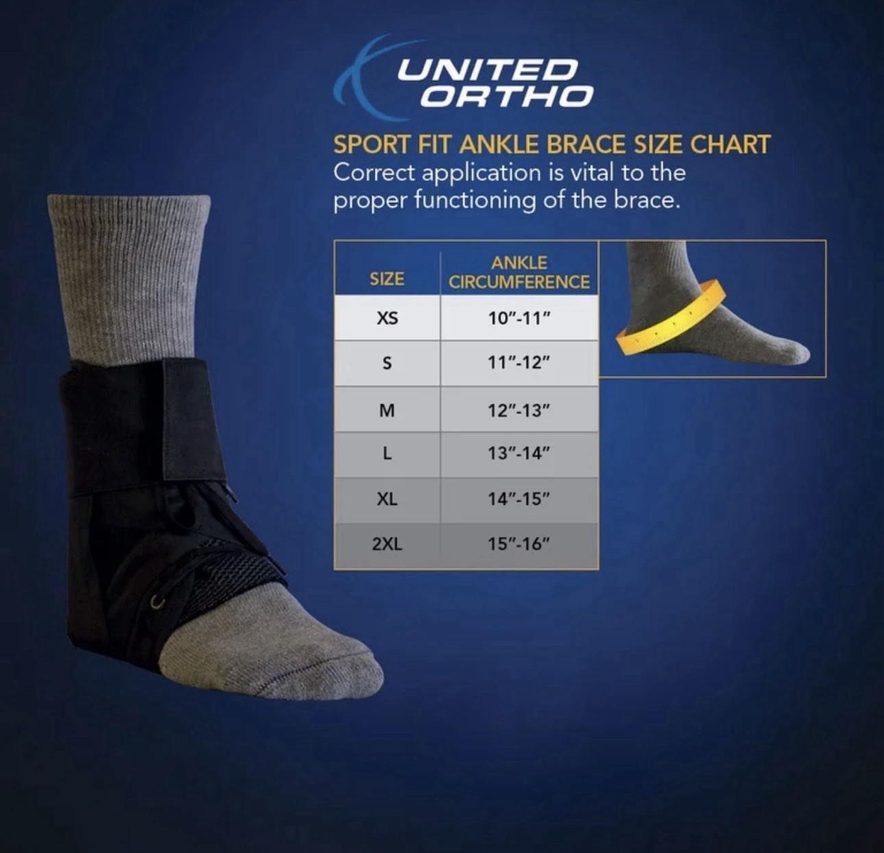 United Surgical US8837 Sport-Fit Ankle Brace, Large, Black