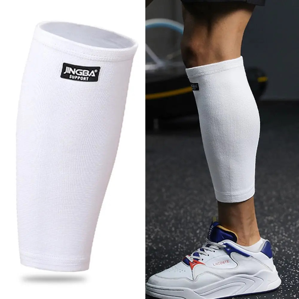 New White Calf Support Elastic Knitting Compression Sleeves Breathable Damping S