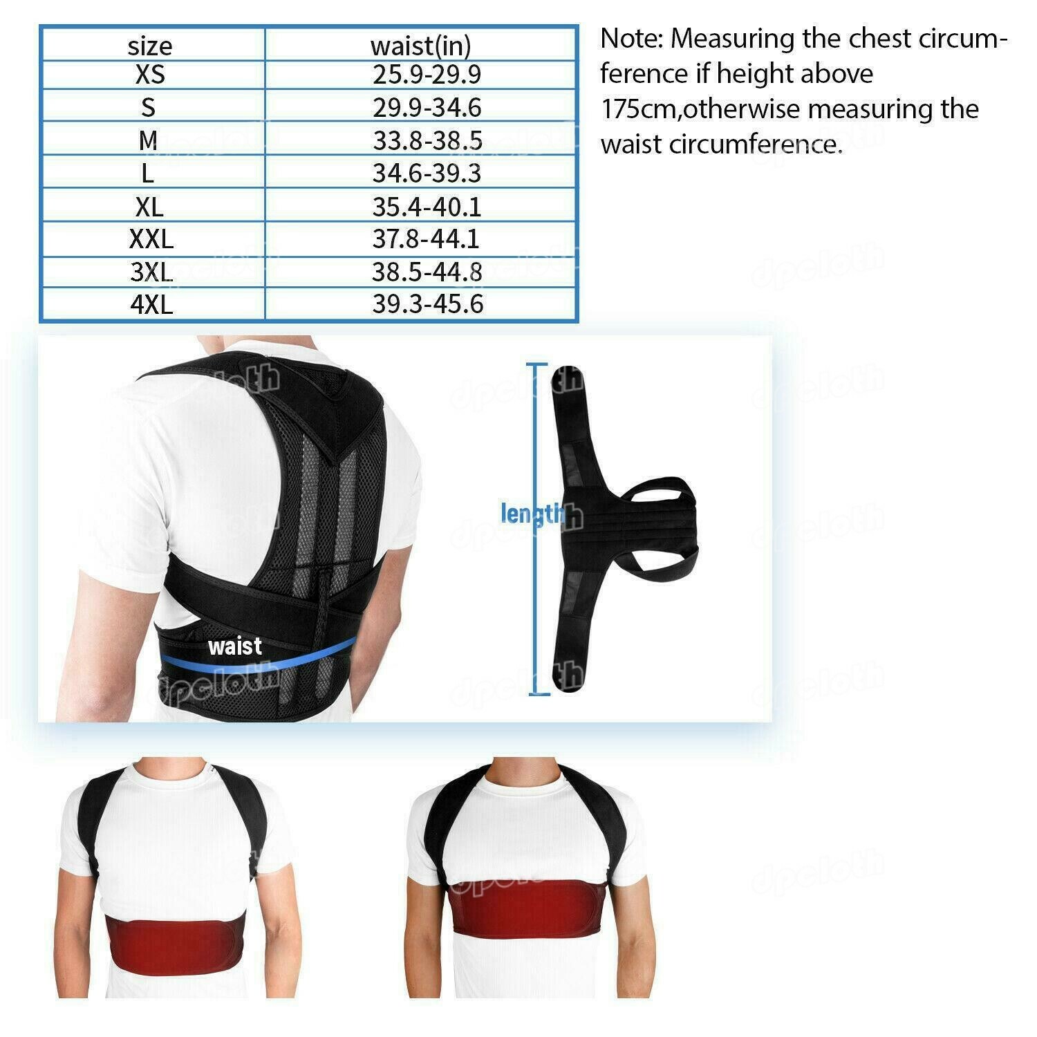 Magnetic Therapy Posture Corrector Waist Pain Relief Brace Back Shoulder Support