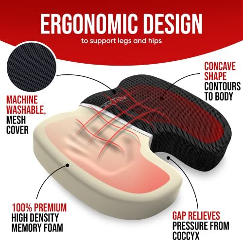 Cojín de asiento de espuma viscoelástica para silla de coche de oficina