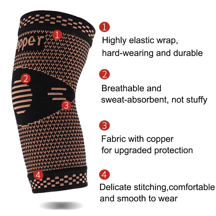 Copper Elbow Brace Compression Sleeve Support Arthritis Tendon Joint Wrap Pain