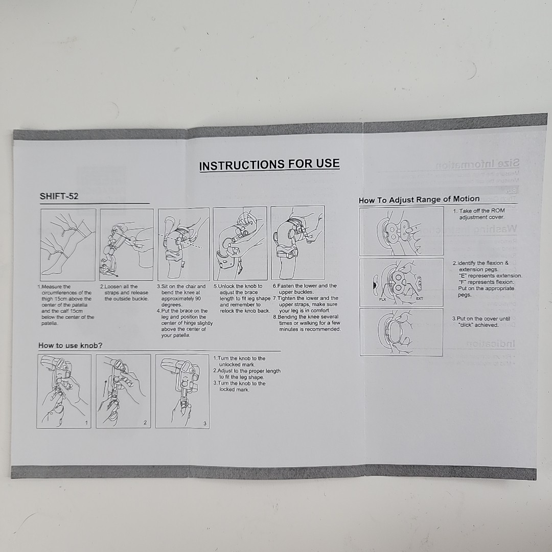 Paradigm Bracing Solution Knee Brace Model Shift 52-3 Medium L-1845 L-1852