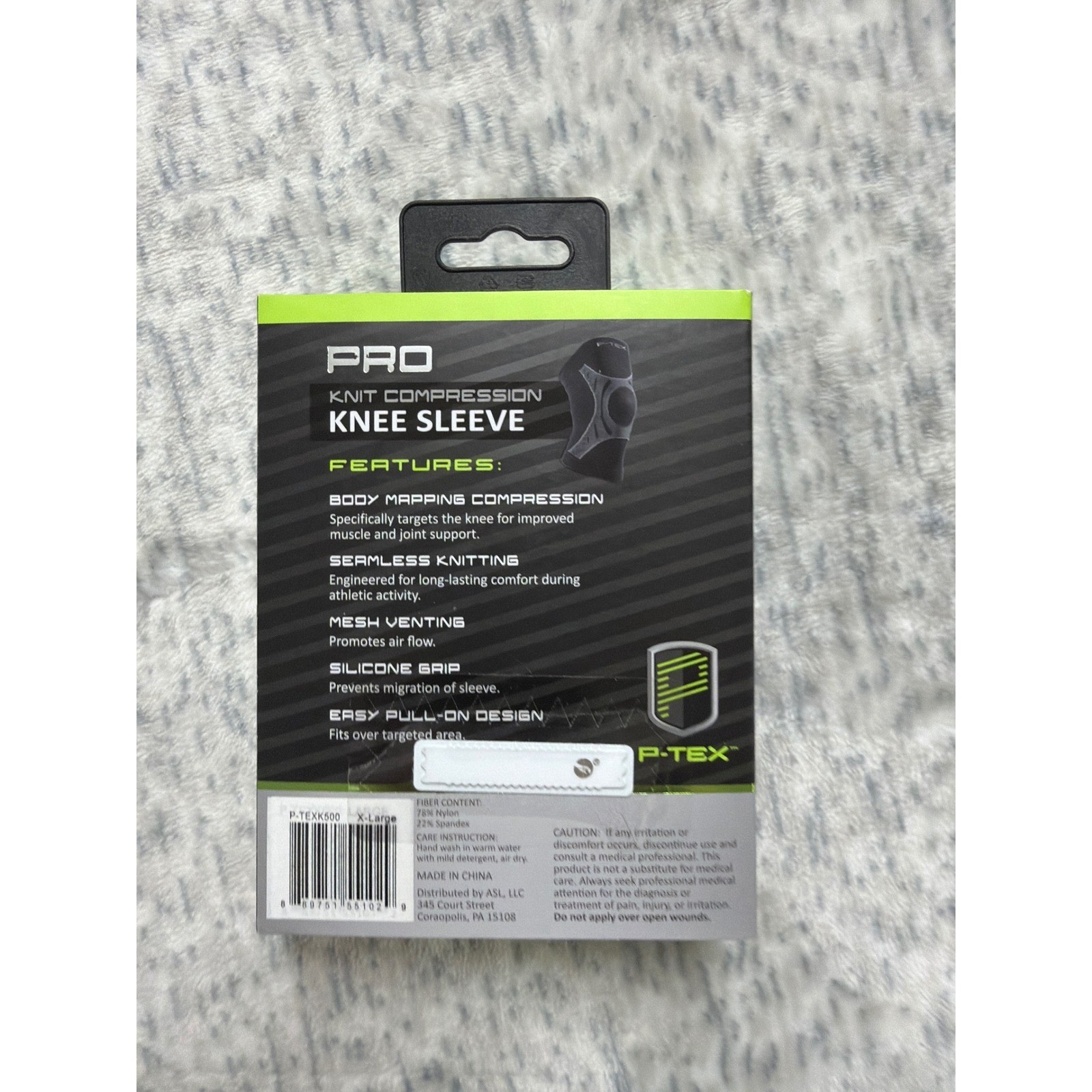 P-TEX PRO Knit Compression Knee Sleeve Black Gray XL P-TEXK500 Athletic Support
