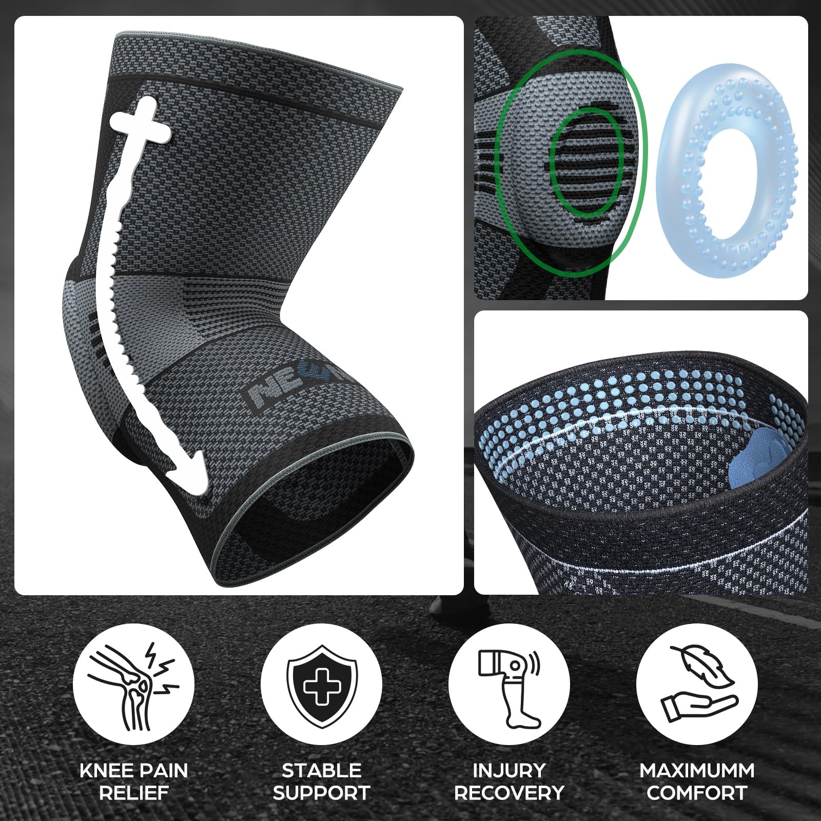 Professional Knee Brace for Pain , Knee Compression Sleeve, Knee Support with…