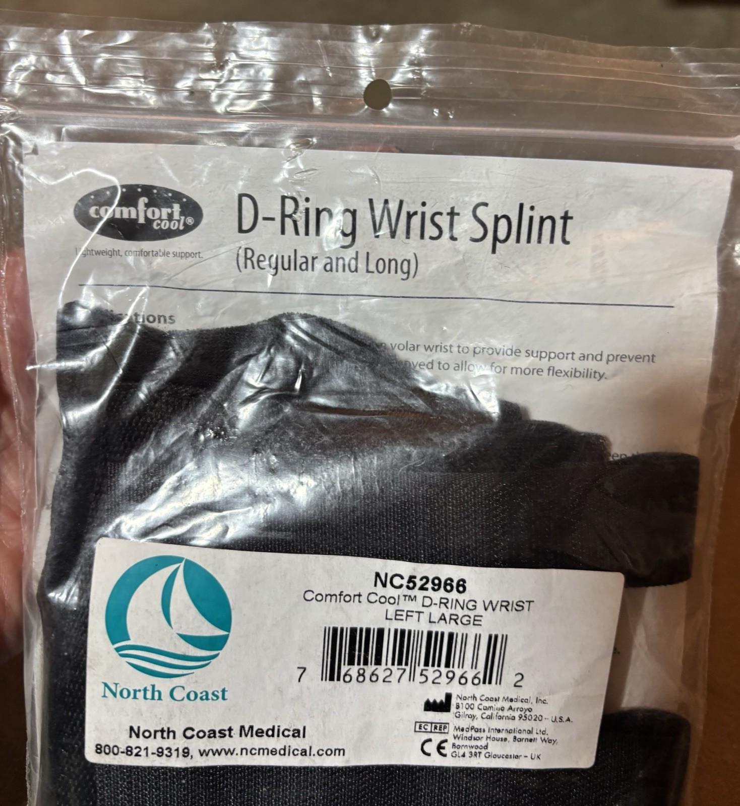 Comfort Cool D-Ring Wrist Orthosis Left Large 7 1/2 To 8 1/2 No 52966 NEW