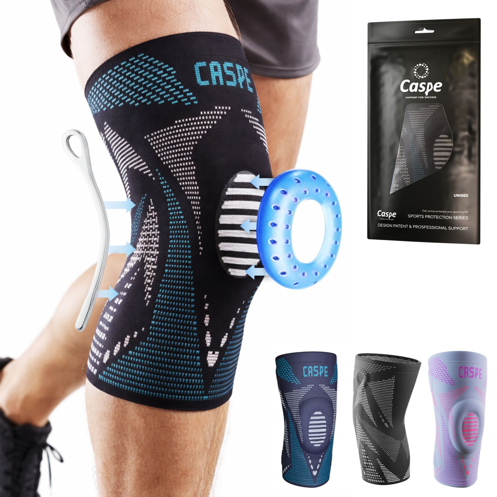 Caspe Woman Men for Knee Pain Knee Support with Patella Gel Pad Arthritis Relie
