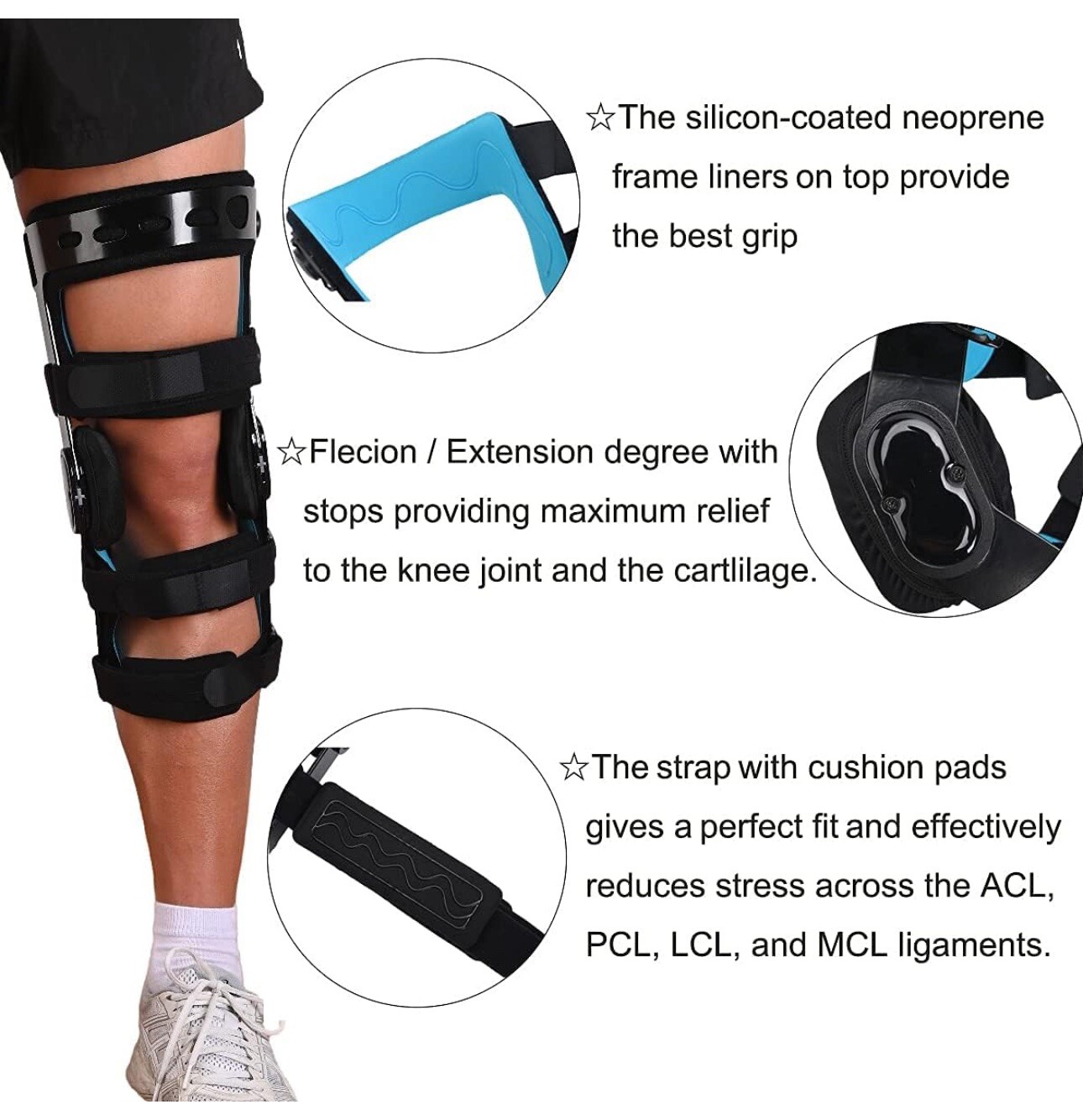 Orthomen Functional Knee Brace, for ACL/MCL/PCL/Meniscus/Ligament/Sports Injurie