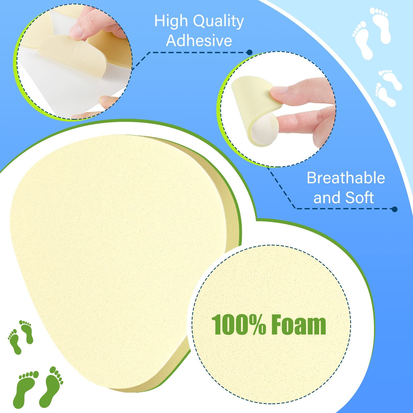 36 Pcs Metatarsal Foot Pads for Pain Relief 1/5 Inch 7 x 6 x 0.5 cm, Beige