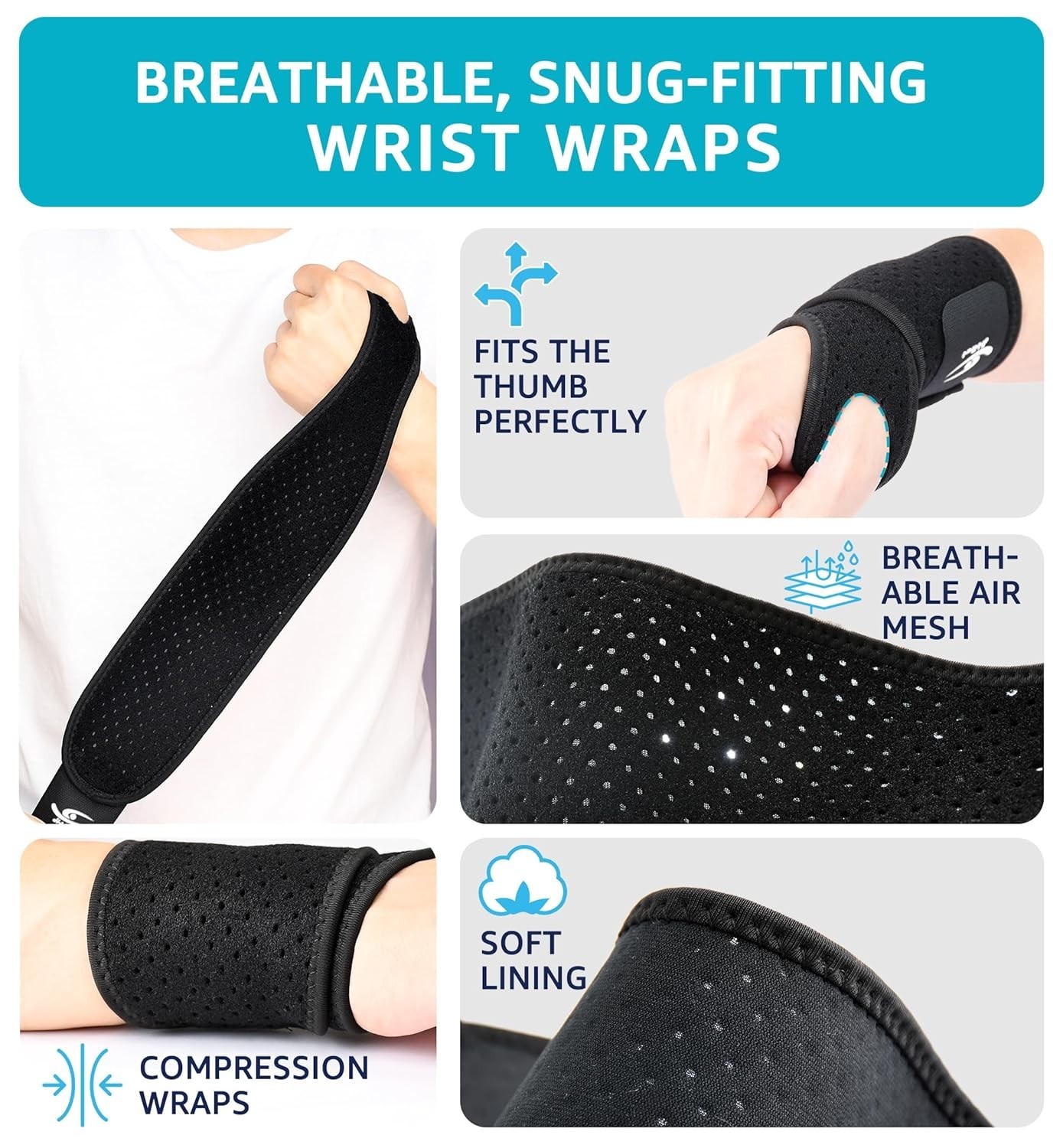 Breathable Wrist Brace (2 Pack) for Relieve Wrist Pain from Carpal Tunnel , Arth