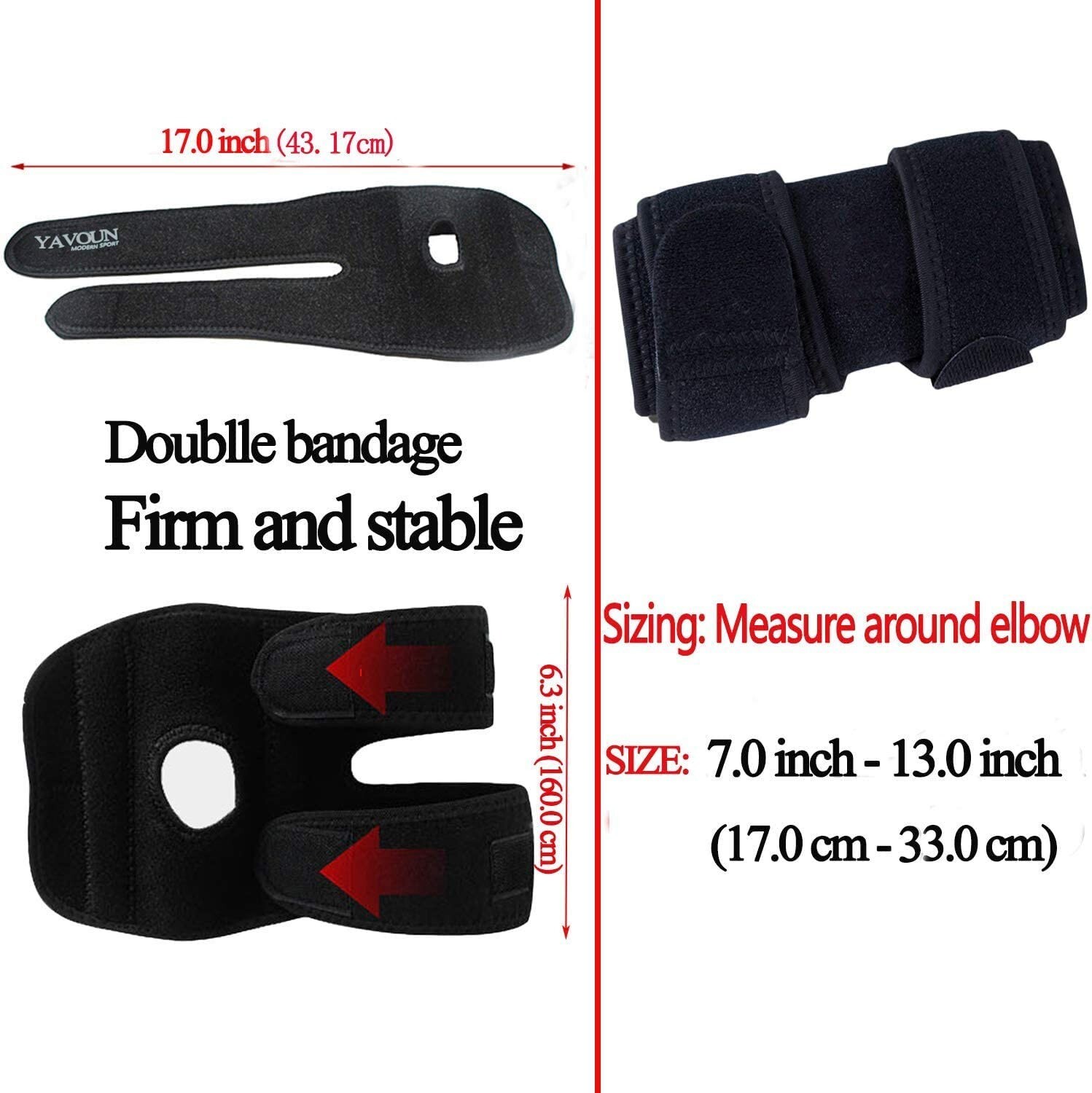 Elbow Brace Support Adjustable Tennis Elbows S/M 2 piece Yavoun