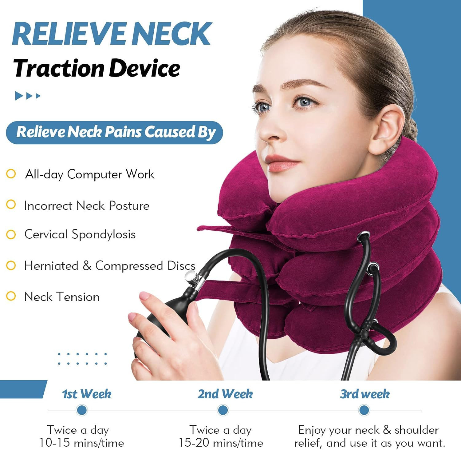Neck Stretcher, Neck Traction Device for Instant Neck Pain Relief | Adjustable I