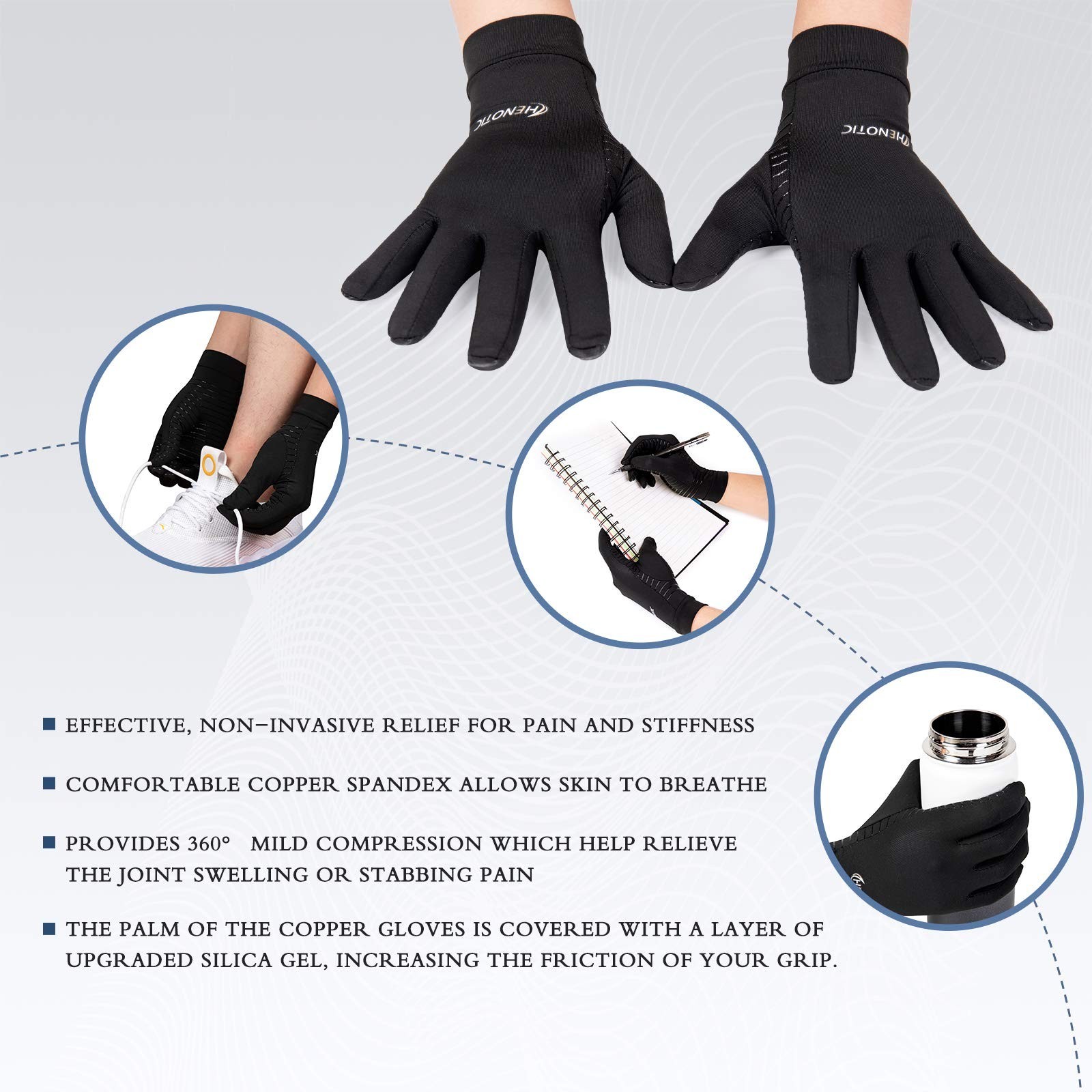 Copper Compression Gloves for Women Men, Full Finger Breathable & Moisture Wi…