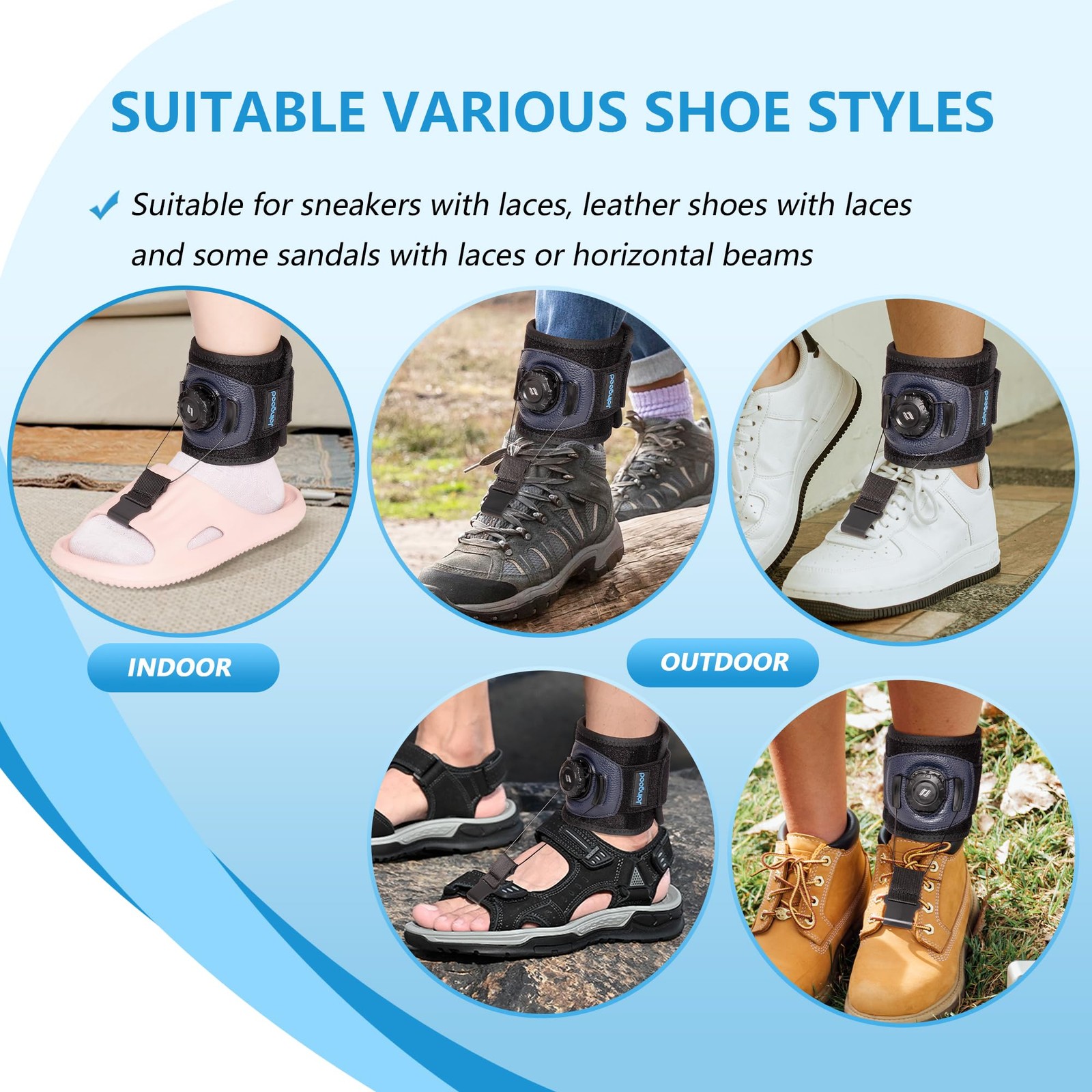AFO Foot Drop Brace for Walking with Shoes, Drop Foot Brace with Reel-Adjust Dor