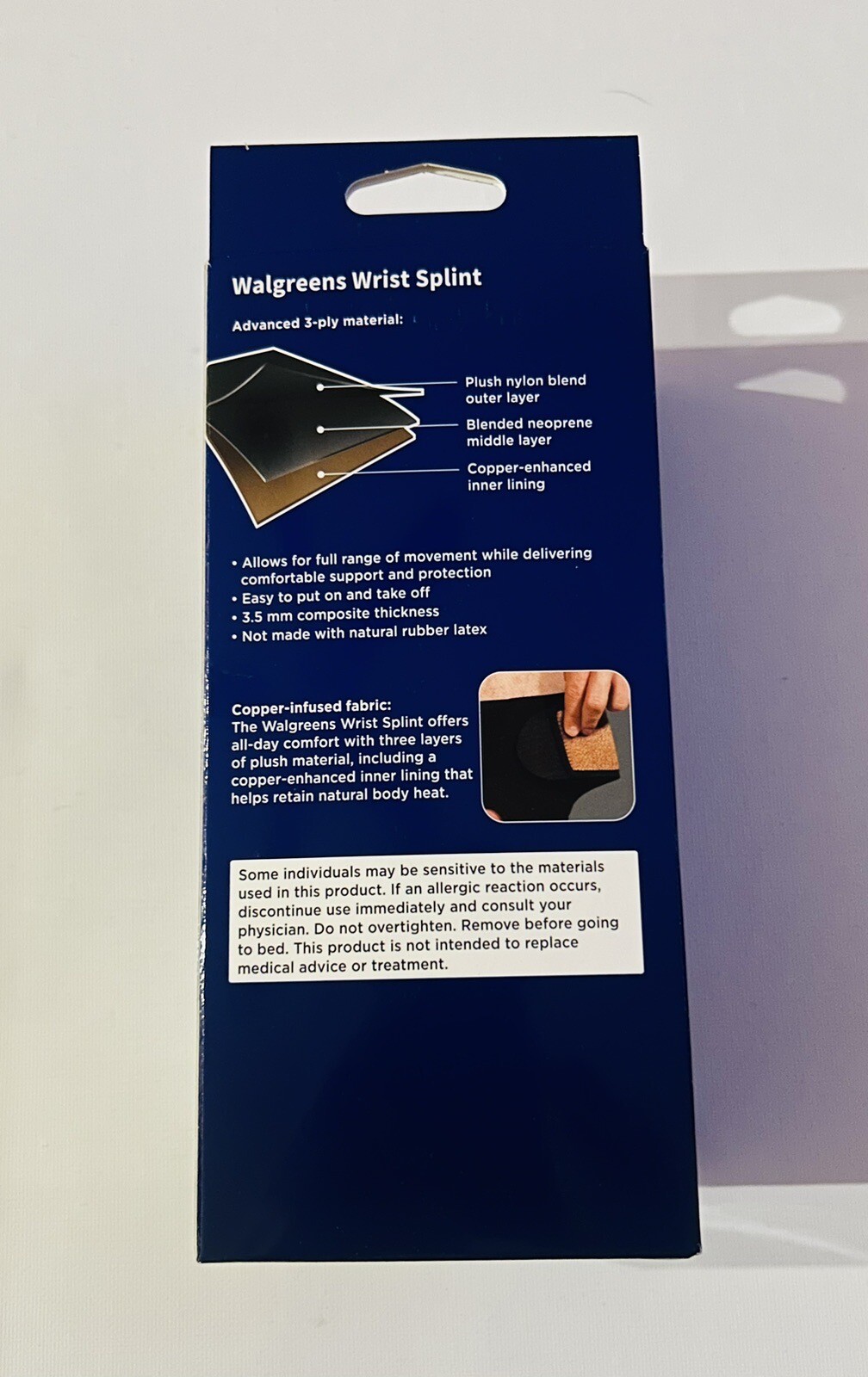 Walgreens Copper Wrist Splint Left Hand 3 Ply Material Antimicrobial