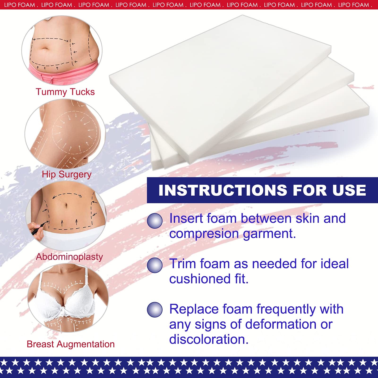 3 Pack Lipo Foam Pads – Post Surgery Ab Board Liposuction Surgery Flattening …