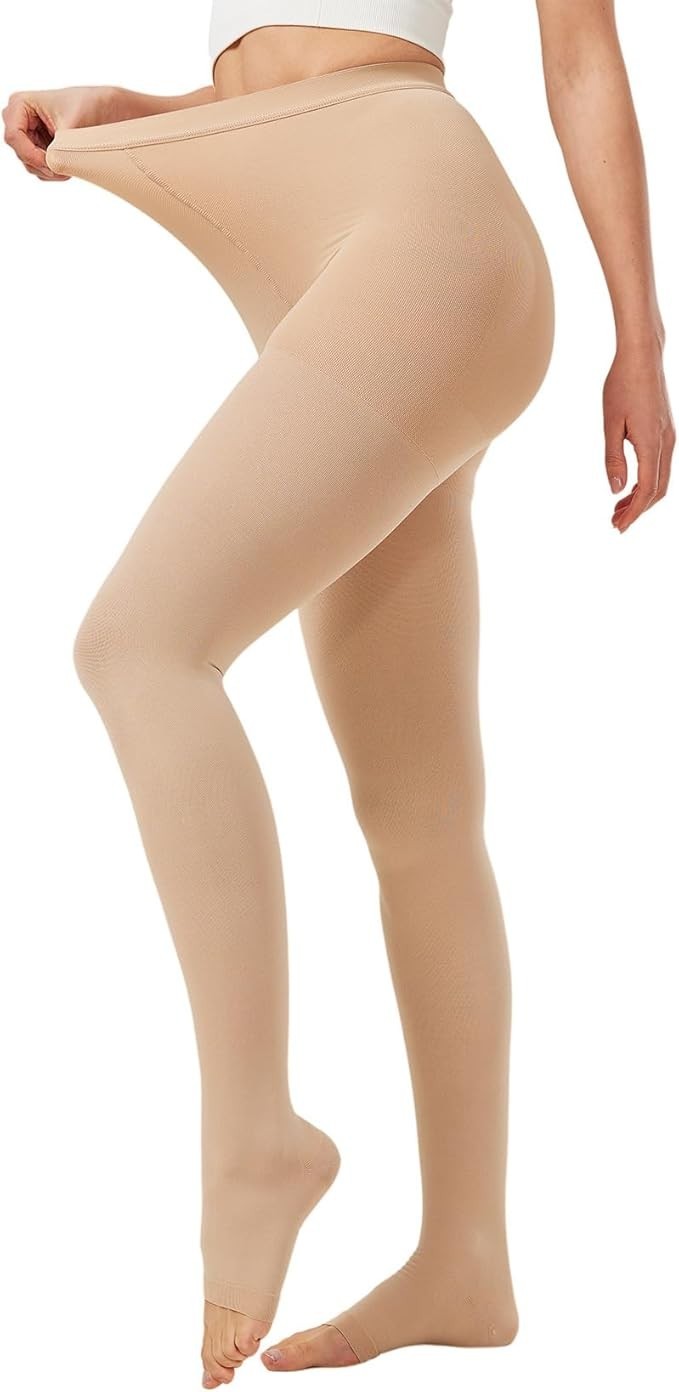 NURCOM 20-30 mmHg Compression Pantyhose for Women & Men, Open Toe – Medium