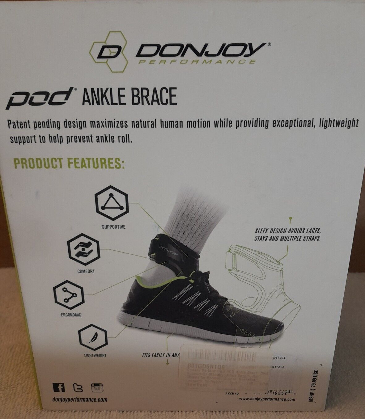 DJ PERFORMANCE POD FOOT ANKLE BRACE LEFT SMALL BLACK “Excellent Condition”