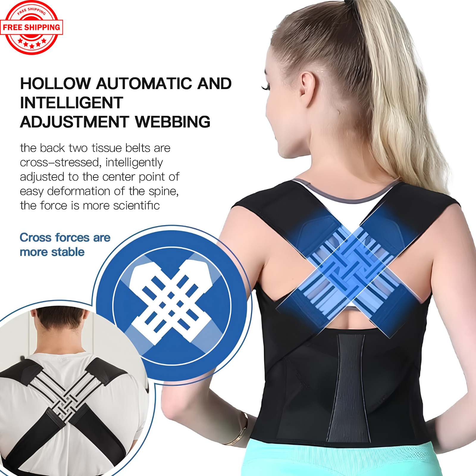 Back Brace Posture Corrector Adjustable Upper Back Shoulder Support Women Men