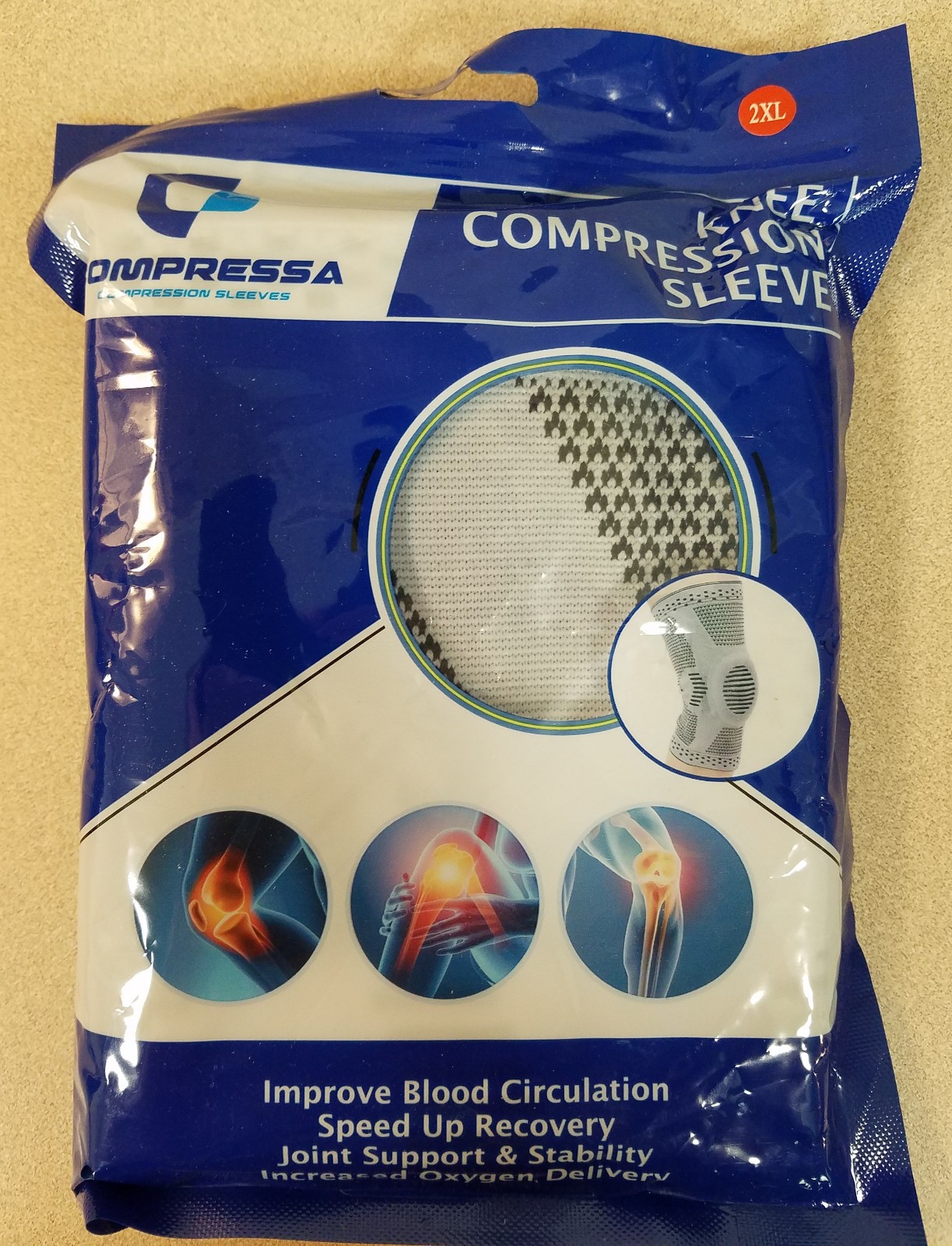 Compressa Knee Brace Support Compression Adjustable Non Slip 2XL