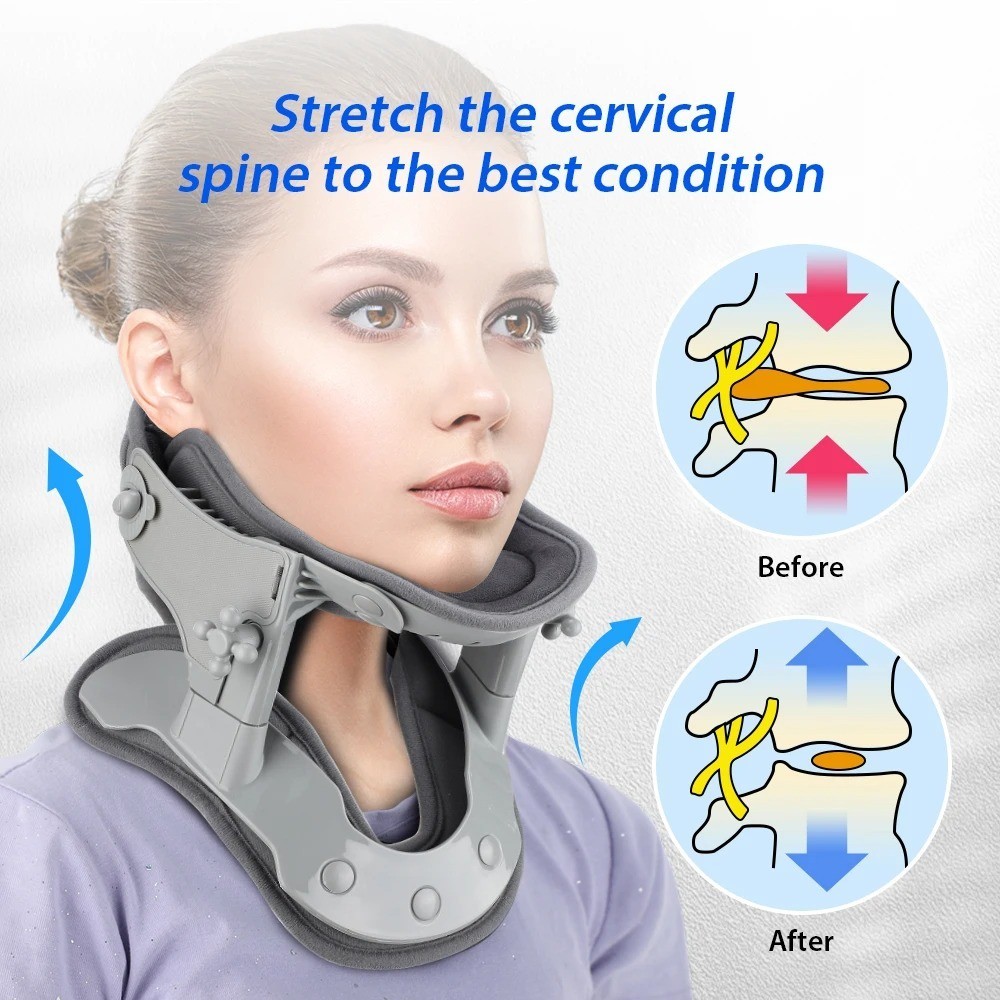 Heated Neck Traction Device Inflatable Cervical Collar Pain Relief Support