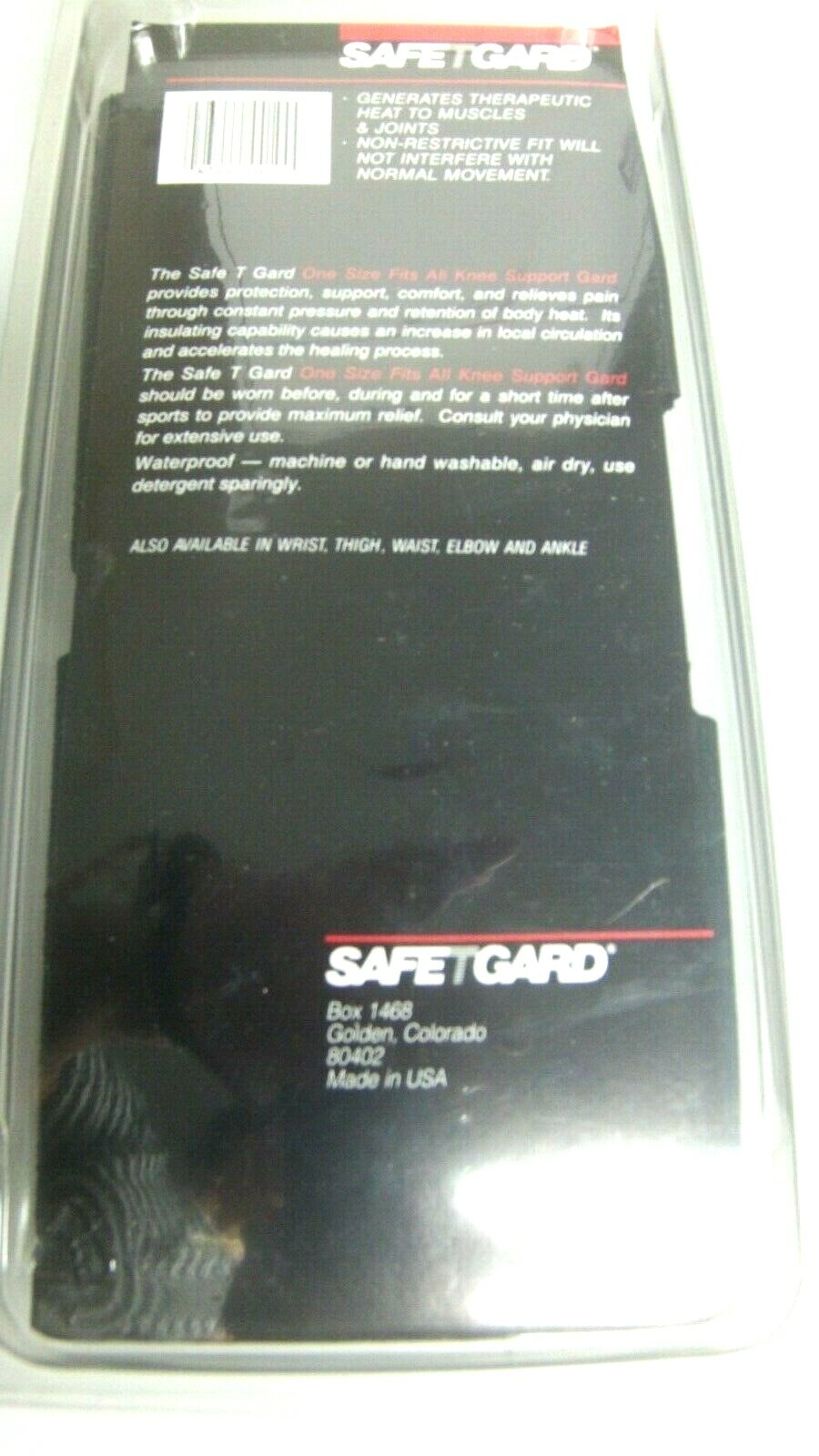 Knee Support Guard Padded One Size Fits All Adjustable USA Made SafeTgard NEW